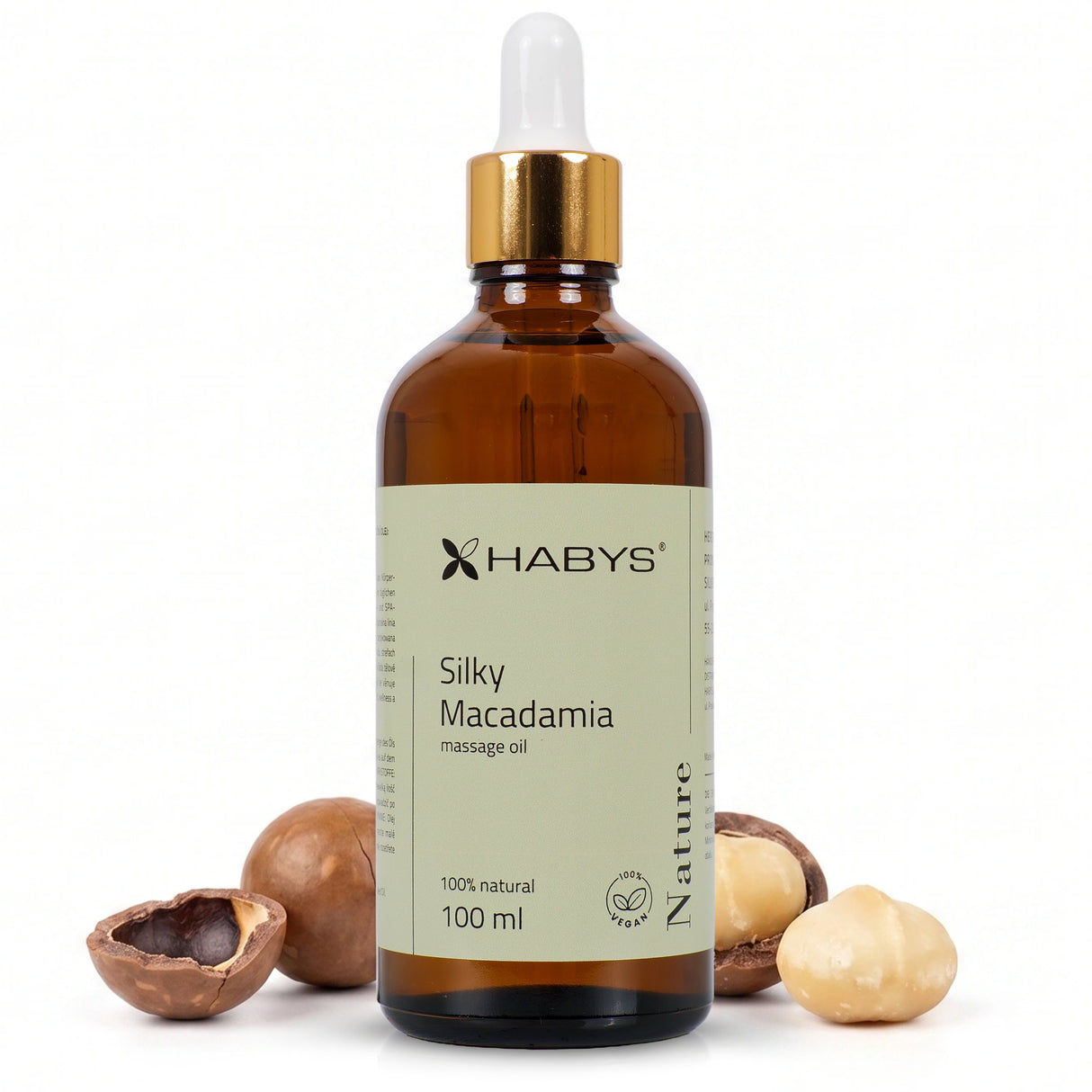 Ulei de masaj Nature Silky Macadamia Habys| 100 ml cu pipetă