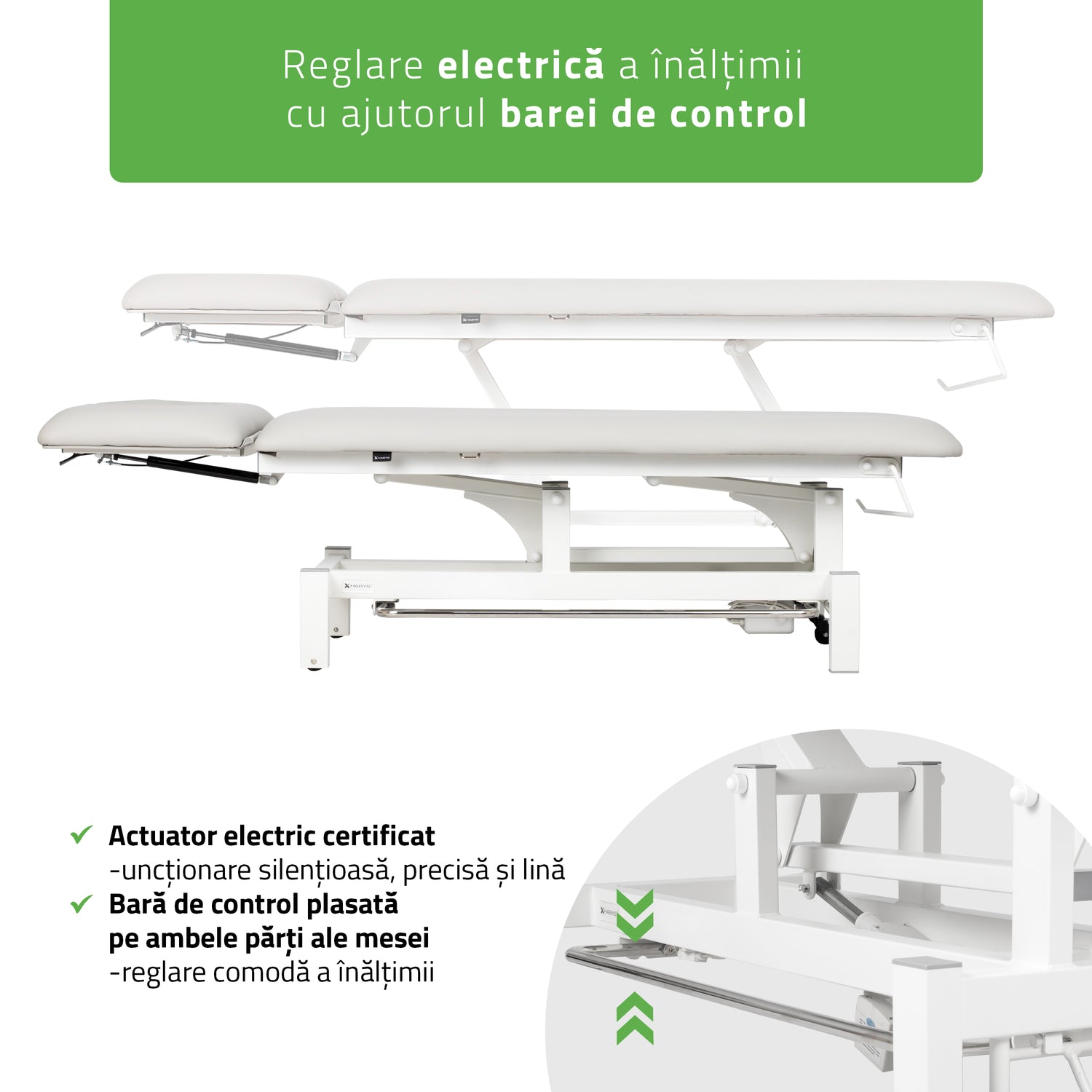 Masă de masaj electrică Fortis 2 Ergo | 2 segmente | Telecomandă manuală | Ramă de control | Garanție 3 ani
