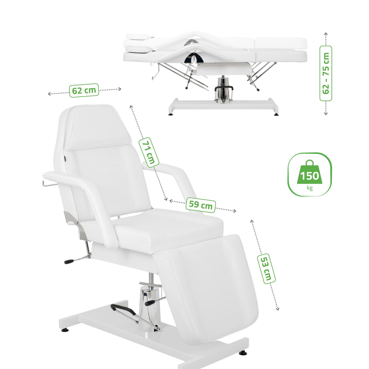 Fotoliu cosmetică Alora | Sistem de Reglare a înălțimii Hidraulic