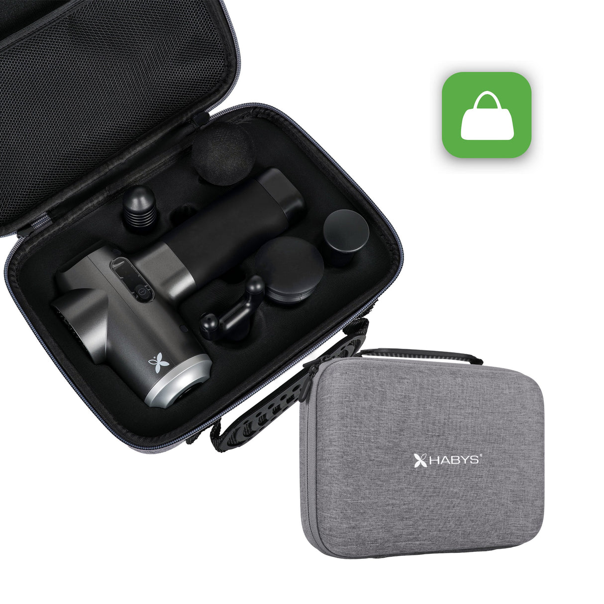 Pistol de masaj Habys Dynamic Pro | Dispozitiv de masaj | Aparat de masaj cu vibrații