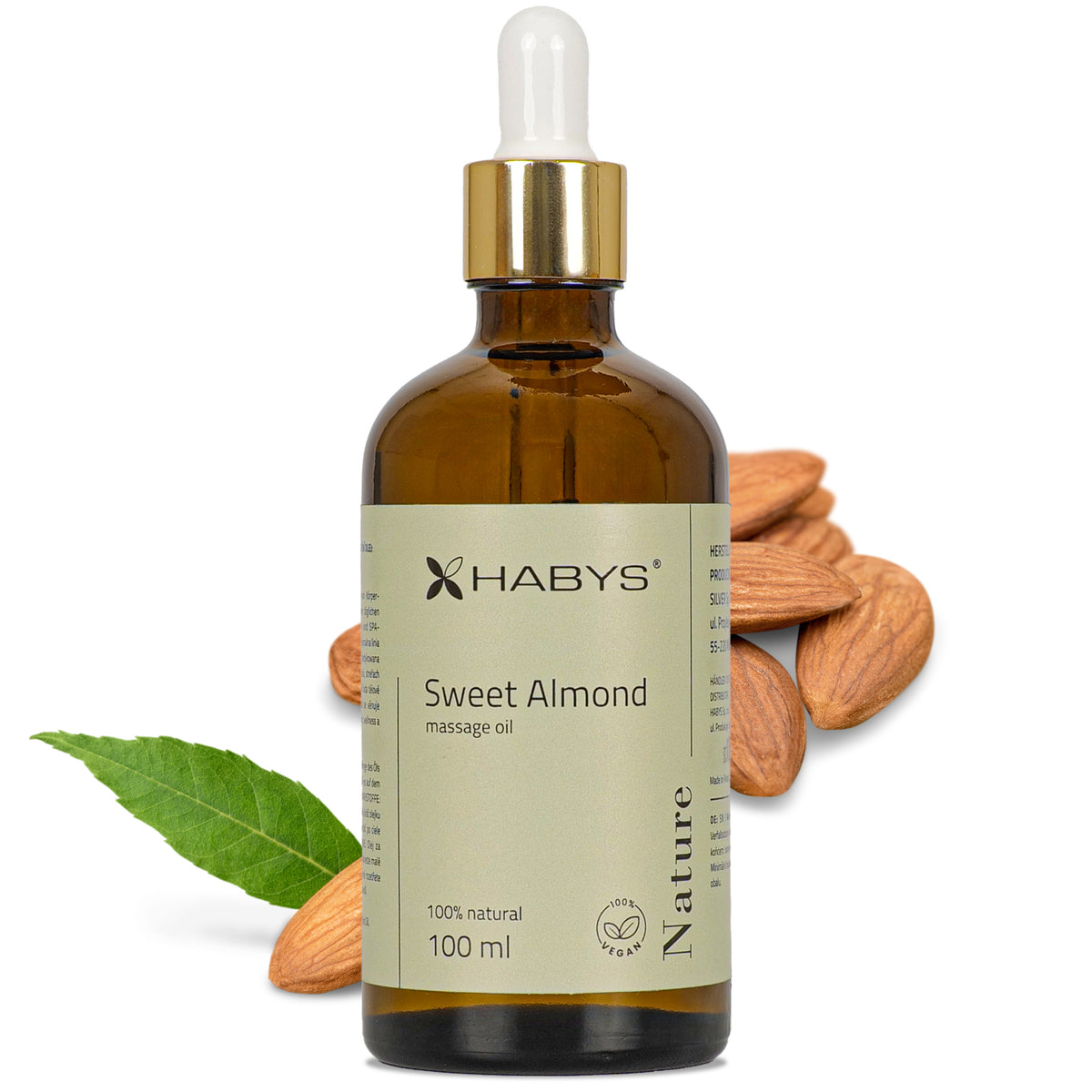 Ulei de masaj Nature Sweet Almond Habys | 100 ml cu pipetă