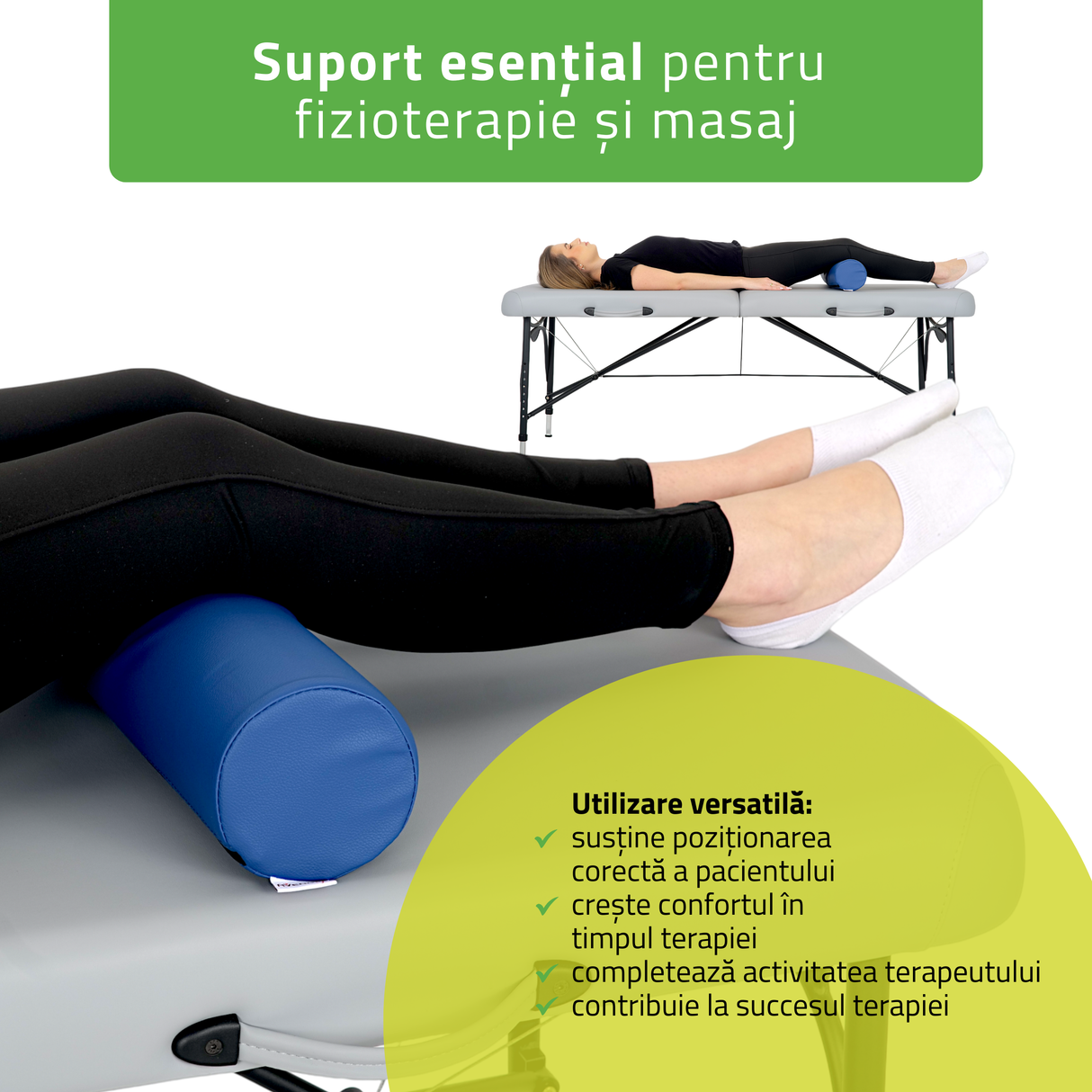 Pernă cilindru de poziționare pentru masaj 12x60 cm | Comfy Base