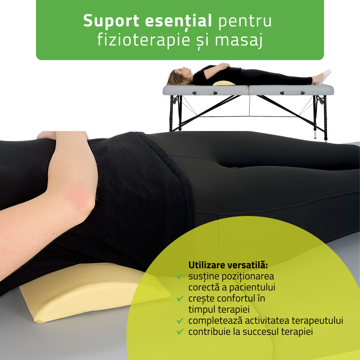Pernă semi-cilindru de poziționare lombară pentru masaj 40x25x5 cm | Comfy Base