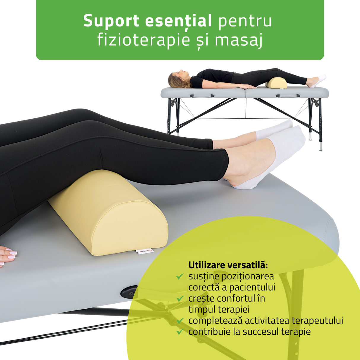 Pernă semi-cilindru de poziționare pentru masaj 60x18x12 cm | Comfy Base