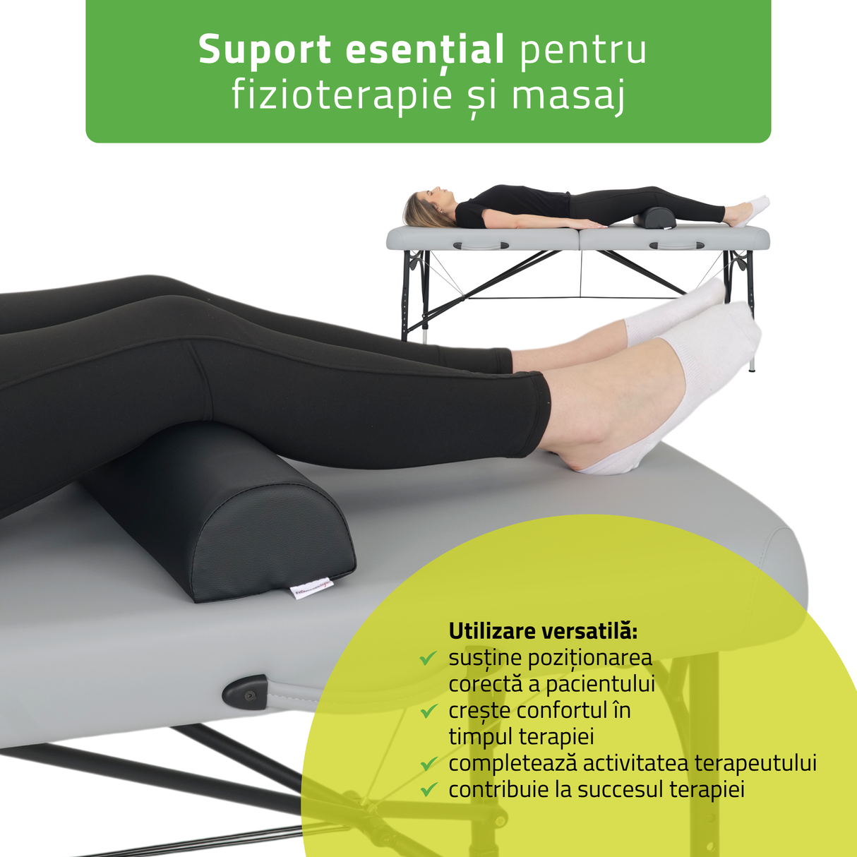 Pernă semi-cilindru de poziționare pentru masaj 60x15x10 cm | Comfy Base