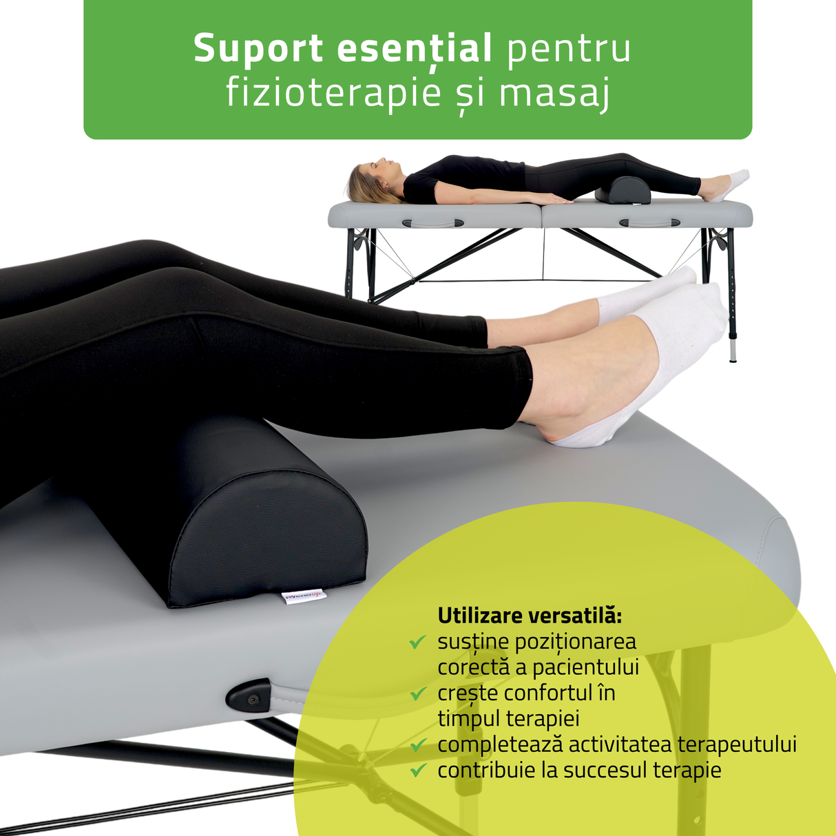 Pernă semi-cilindru de poziționare pentru masaj 60x18x12 cm | Comfy Base