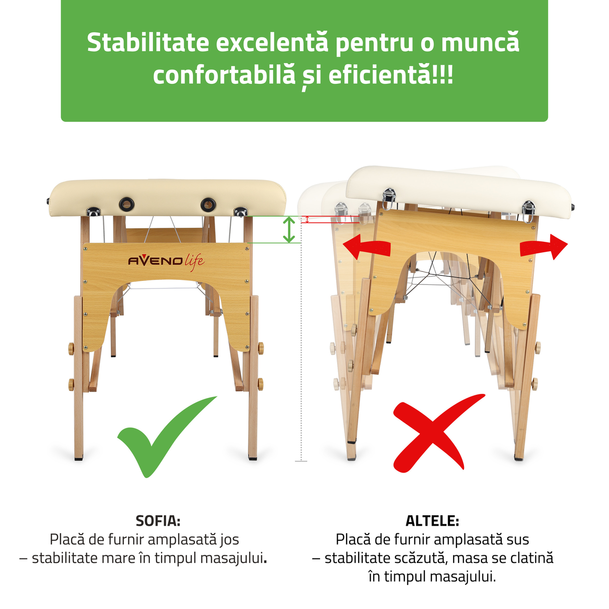 Masă de masaj pliabilă Sofia | Pat cosmetică