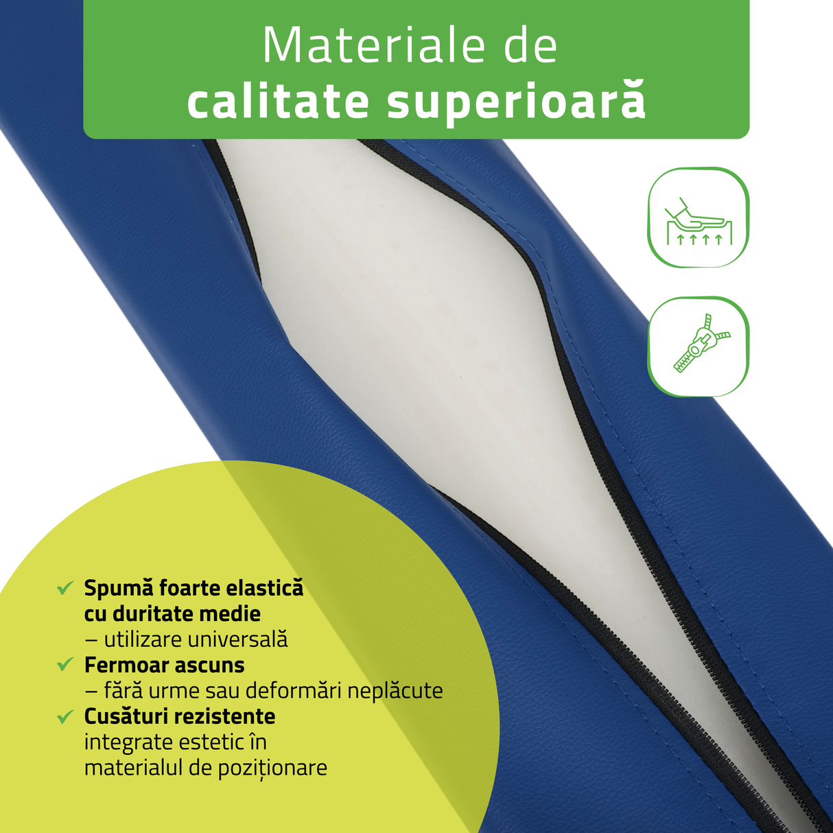 Pernă semi-cilindru de poziționare pentru masaj 60x15x10 cm | Comfy Base