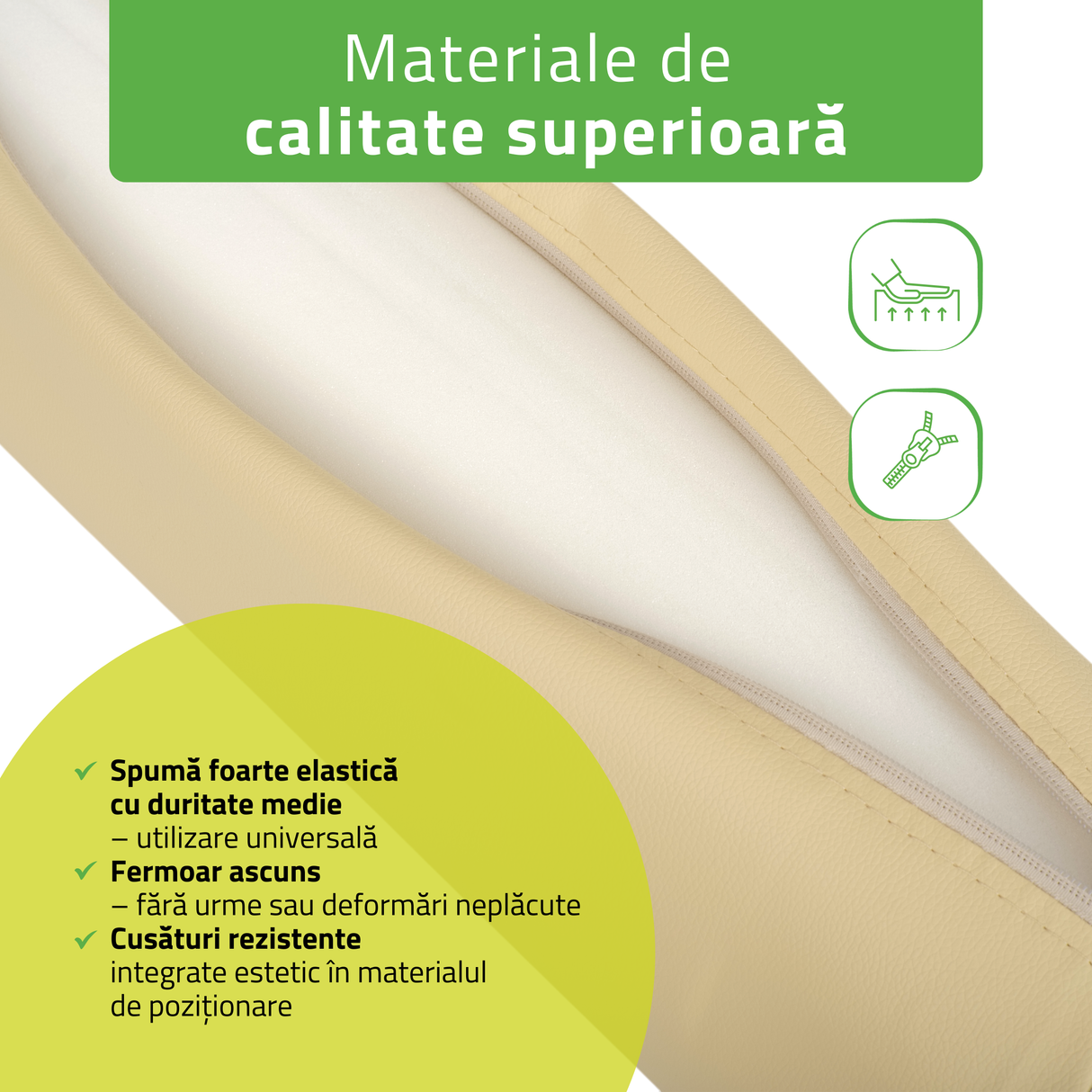 Pernă cilindru de poziționare pentru masaj 15x60 cm | Comfy Base