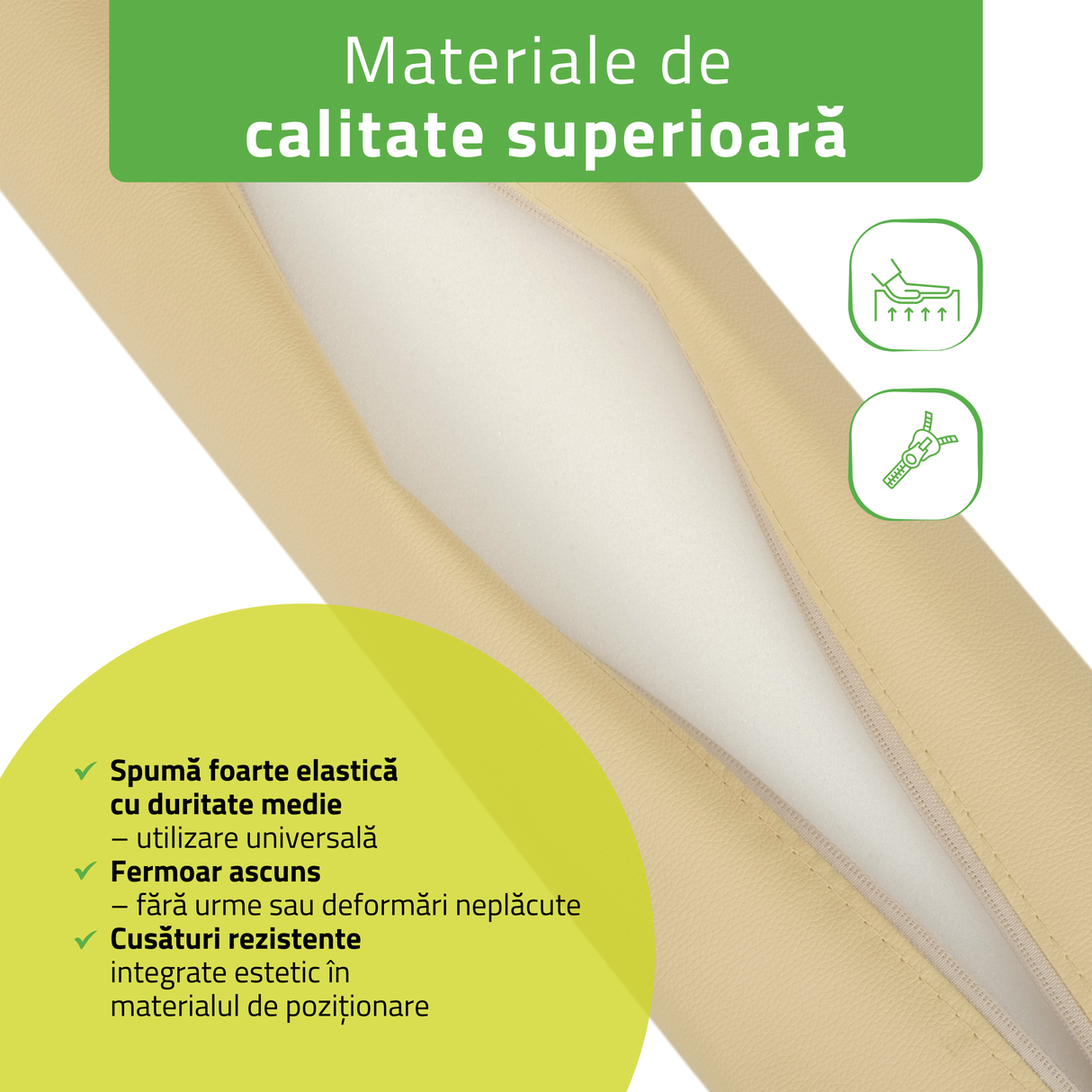 Pernă semi-cilindru de poziționare pentru masaj 60x15x10 cm | Comfy Base