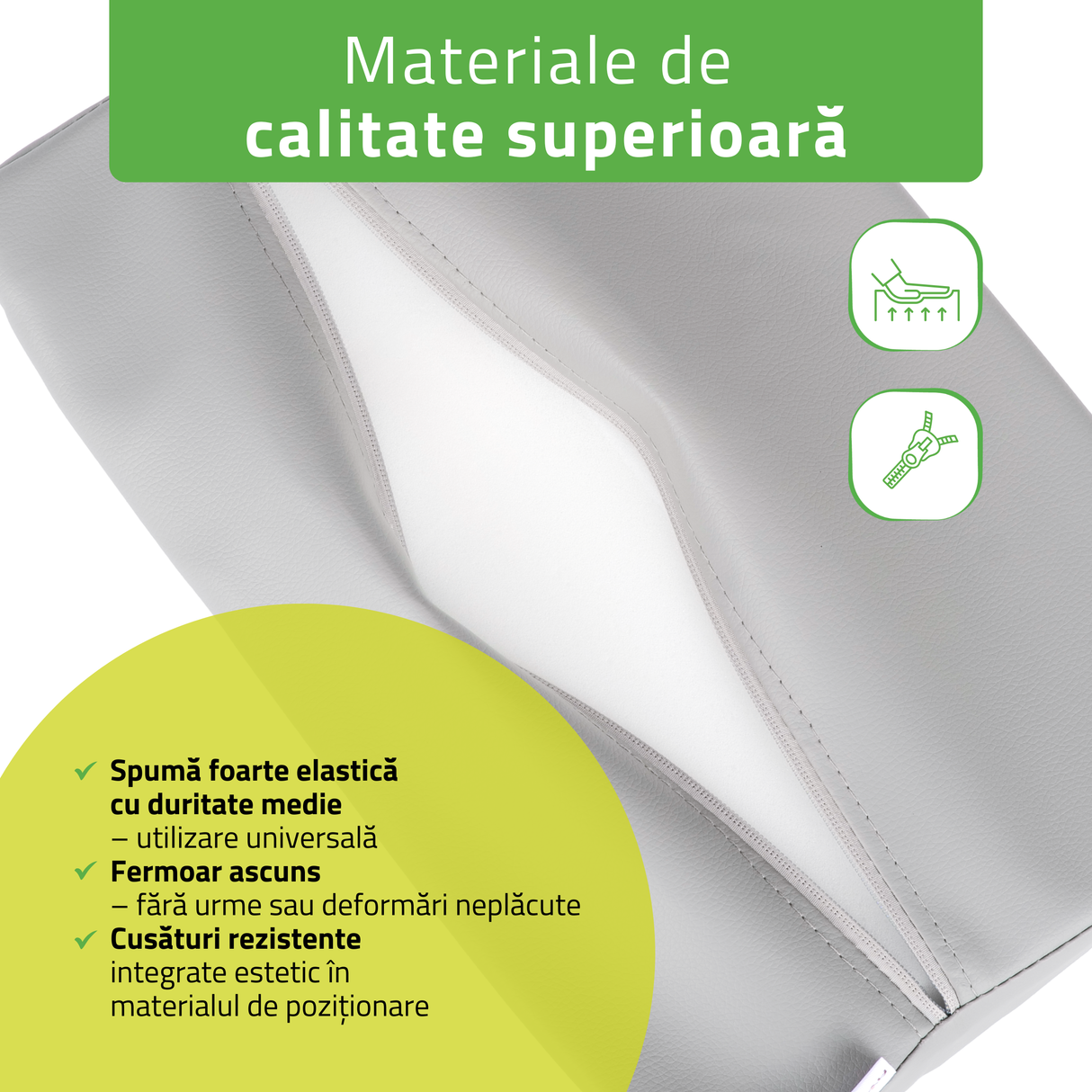Pernă semi-cilindru de poziționare lombară pentru masaj 40x25x5 cm | Comfy Base