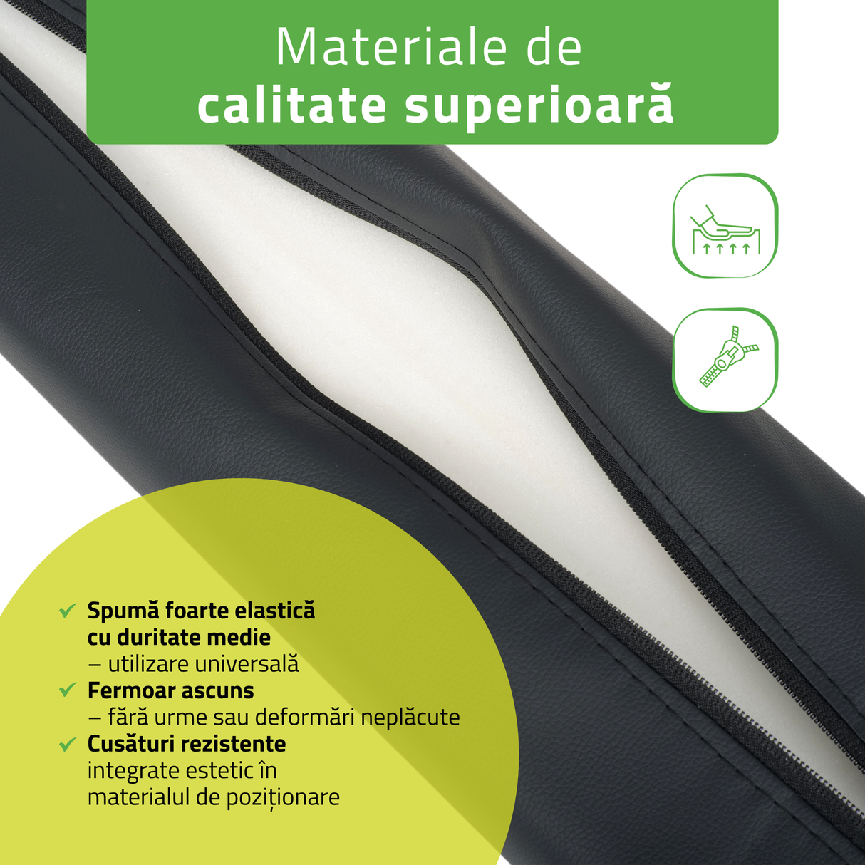 Pernă semi-cilindru de poziționare pentru masaj 60x15x10 cm | Comfy Base