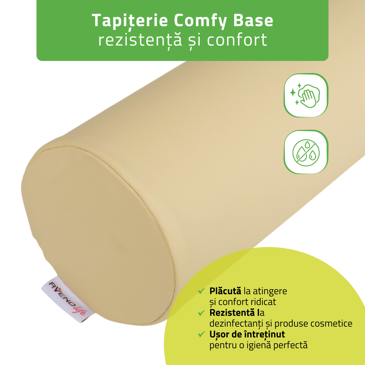 Pernă cilindru de poziționare pentru masaj 12x60 cm | Comfy Base