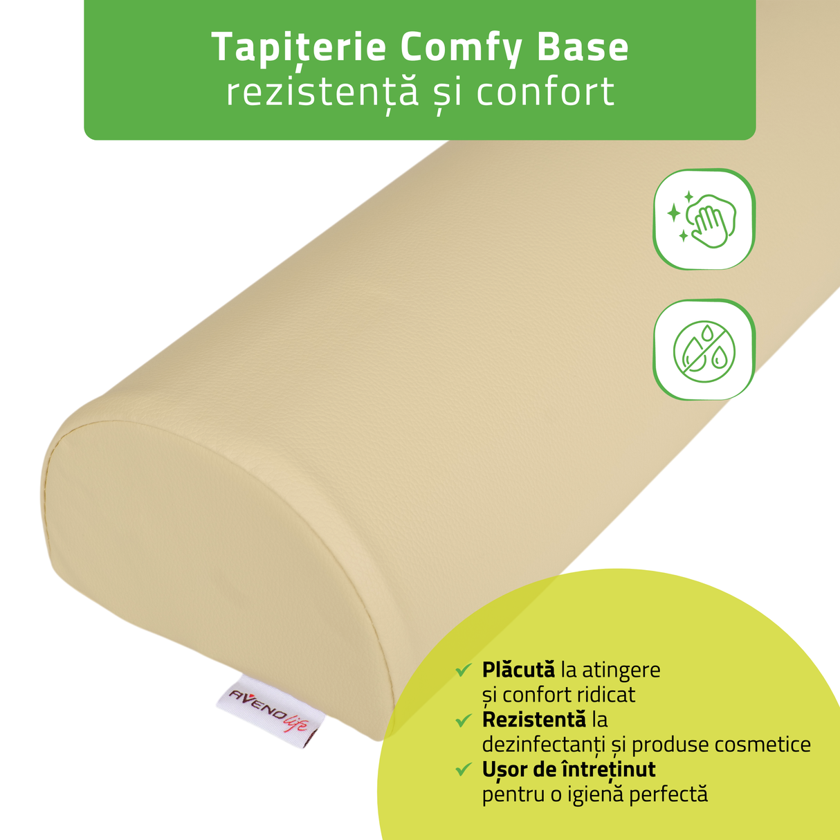 Pernă semi-cilindru de poziționare pentru masaj 60x15x10 cm | Comfy Base