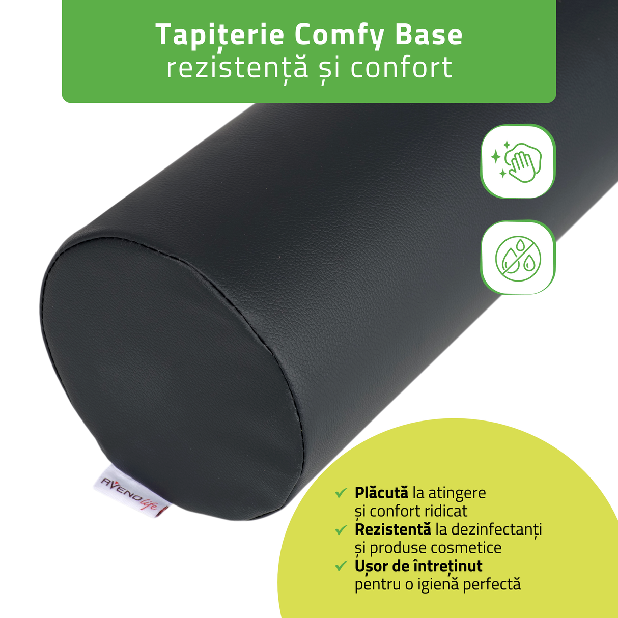 Pernă cilindru de poziționare pentru masaj 15x60 cm | Comfy Base