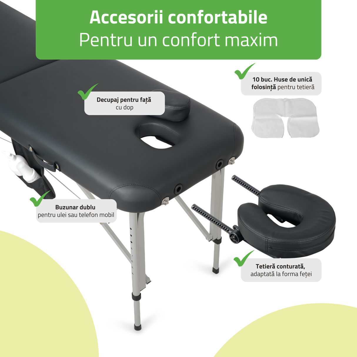 Masă de masaj pliabilă Vera | Pat cosmetică Alb / Negru
