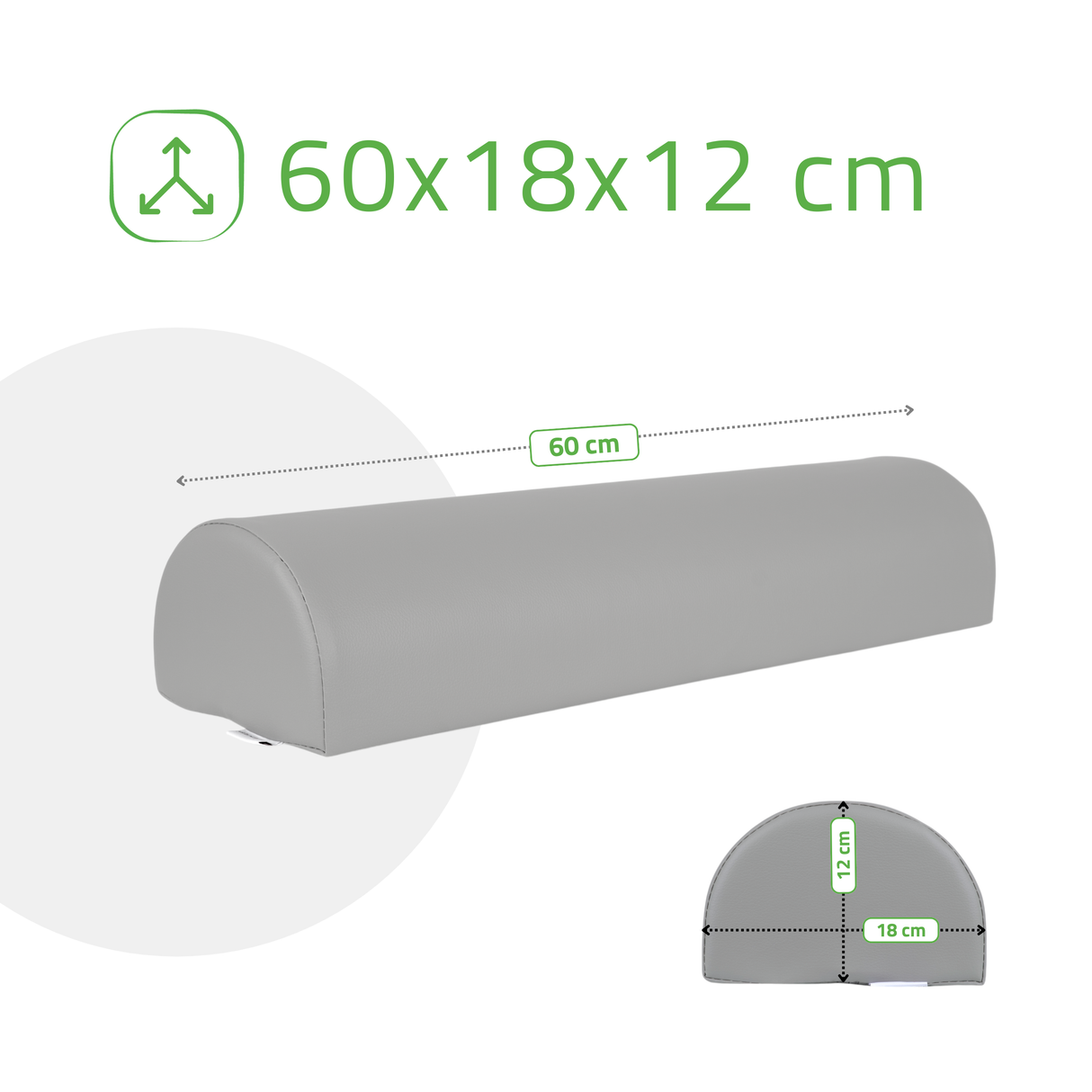 Pernă semi-cilindru de poziționare pentru masaj 60x18x12 cm | Comfy Base