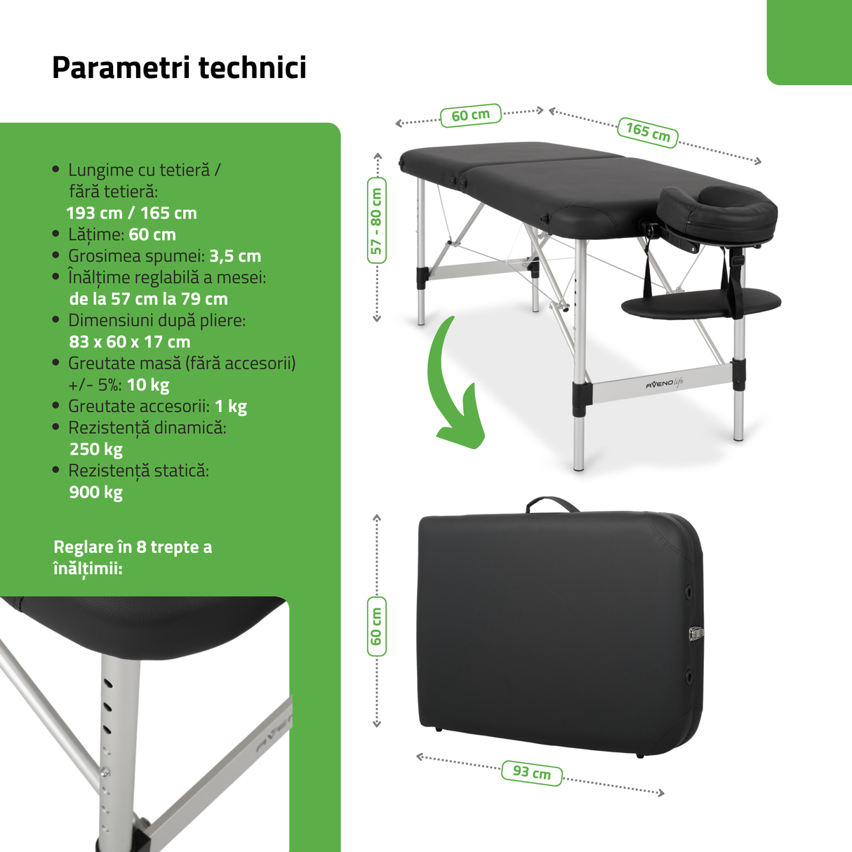 Masă de masaj pliabilă Nina | Pat cosmetic | Pat pentru tatuaj