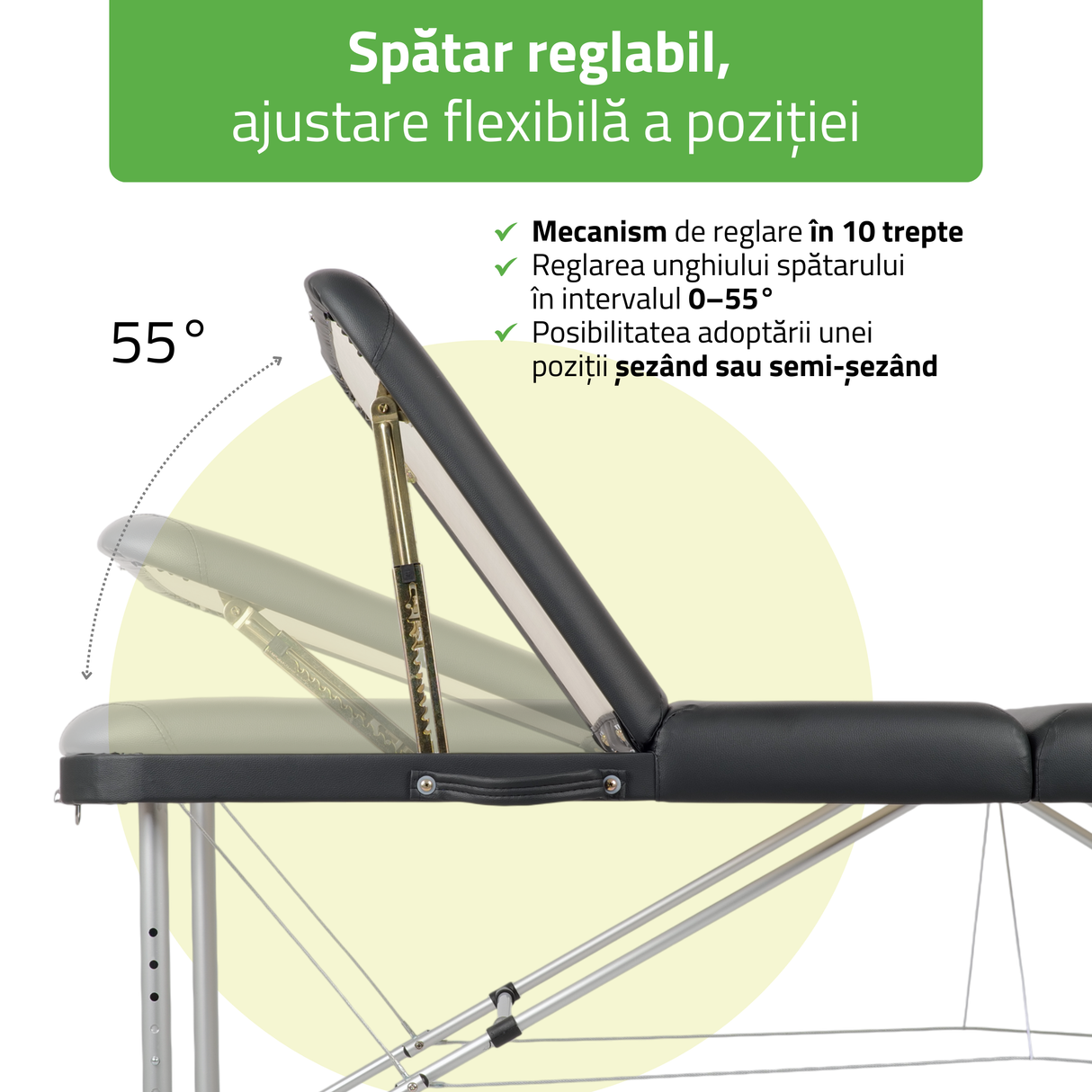 Masă de masaj pliabilă Adele | Pat cosmetică Negru