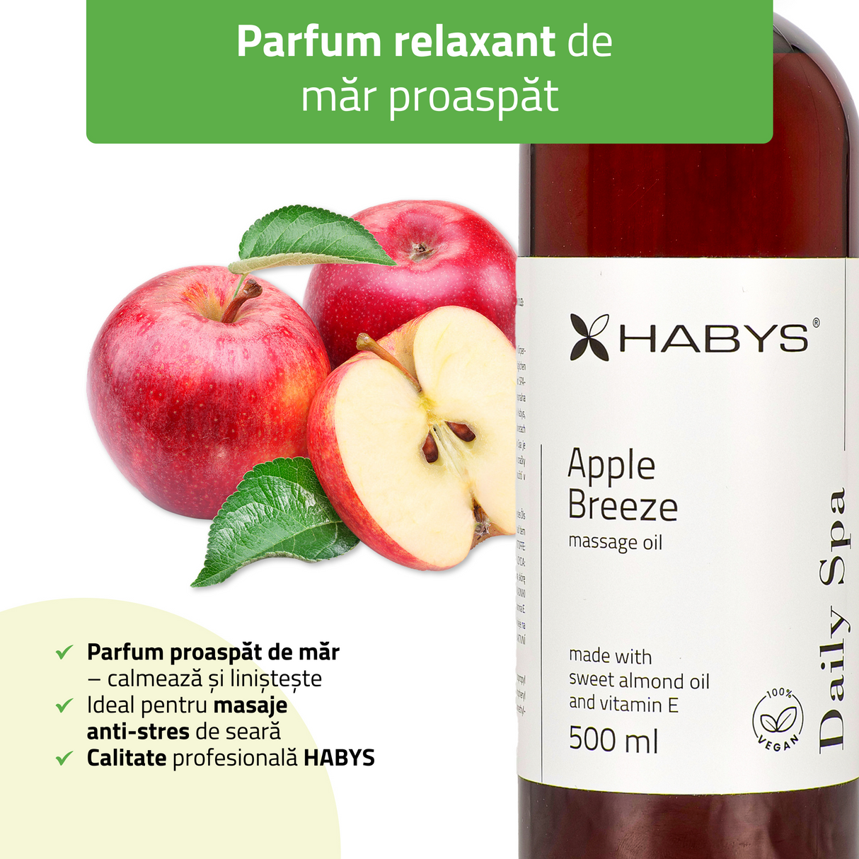 Ulei de masaj Habys | Daily Spa Apple Breeze | 500 ml