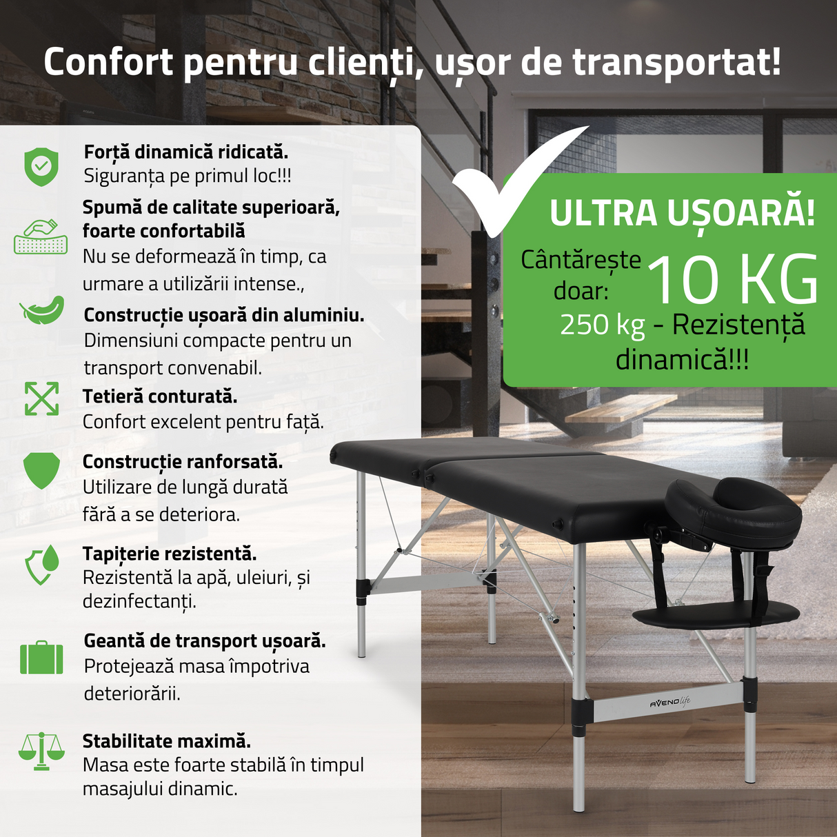 Masă de masaj pliabilă Nina | Pat cosmetic | Pat pentru tatuaj