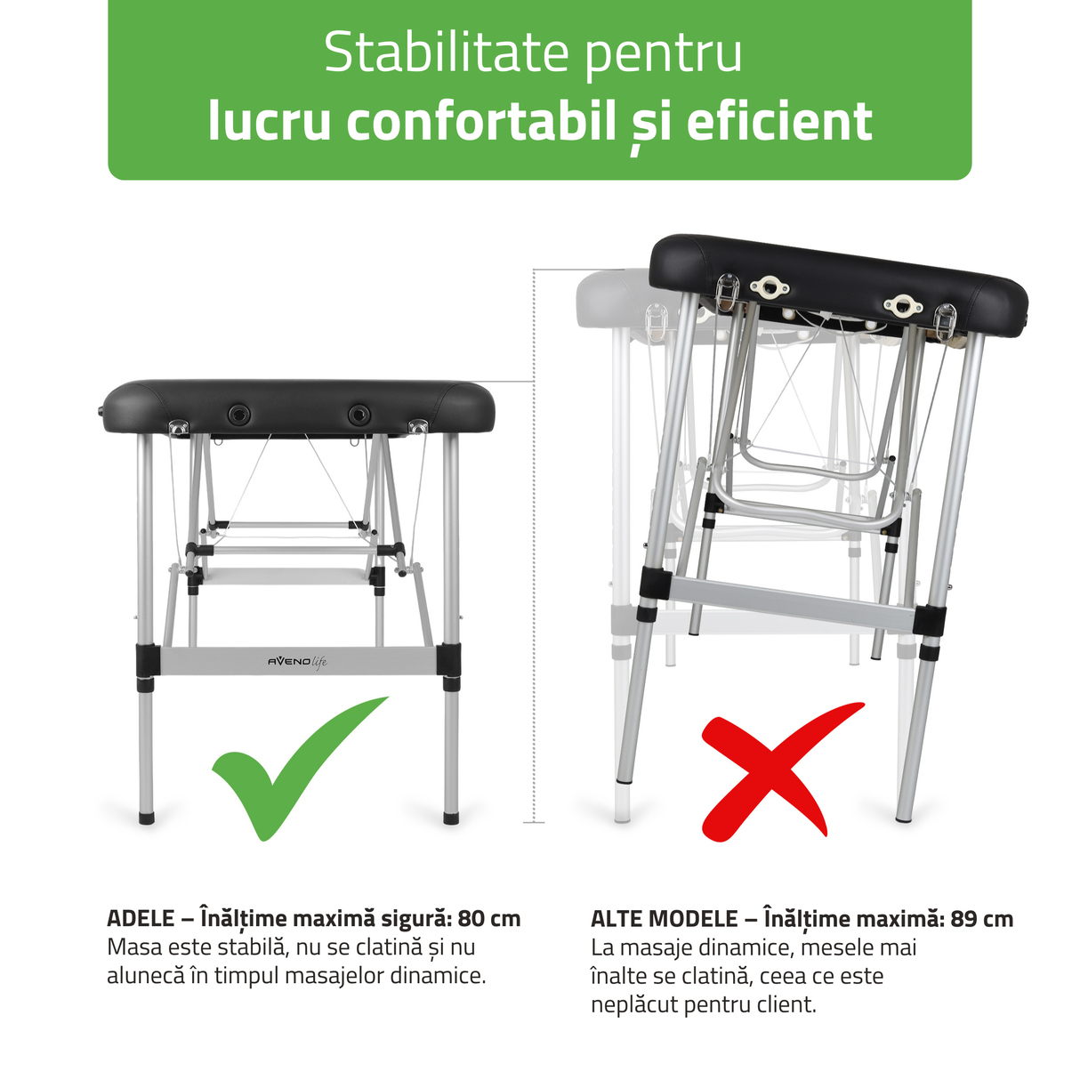 Masă de masaj pliabilă Adele | Pat cosmetică Negru