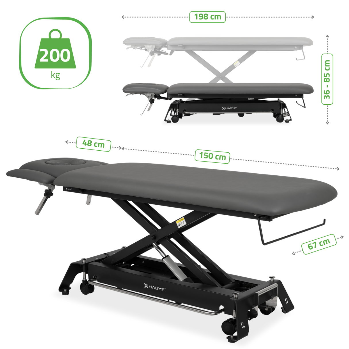 Masă de masaj electrică Evero Cross X4 Ergo | 4 segmente | Cadru de control | Gri | 3 ani garanție