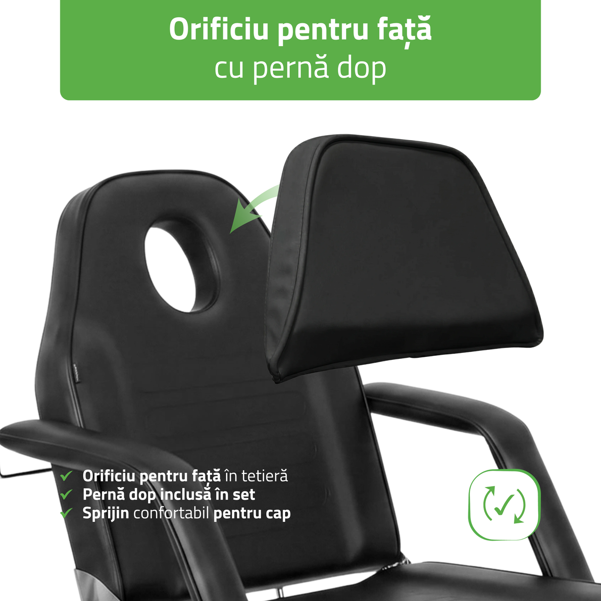 Fotoliu cosmetică Alora | Sistem de Reglare a înălțimii Hidraulic