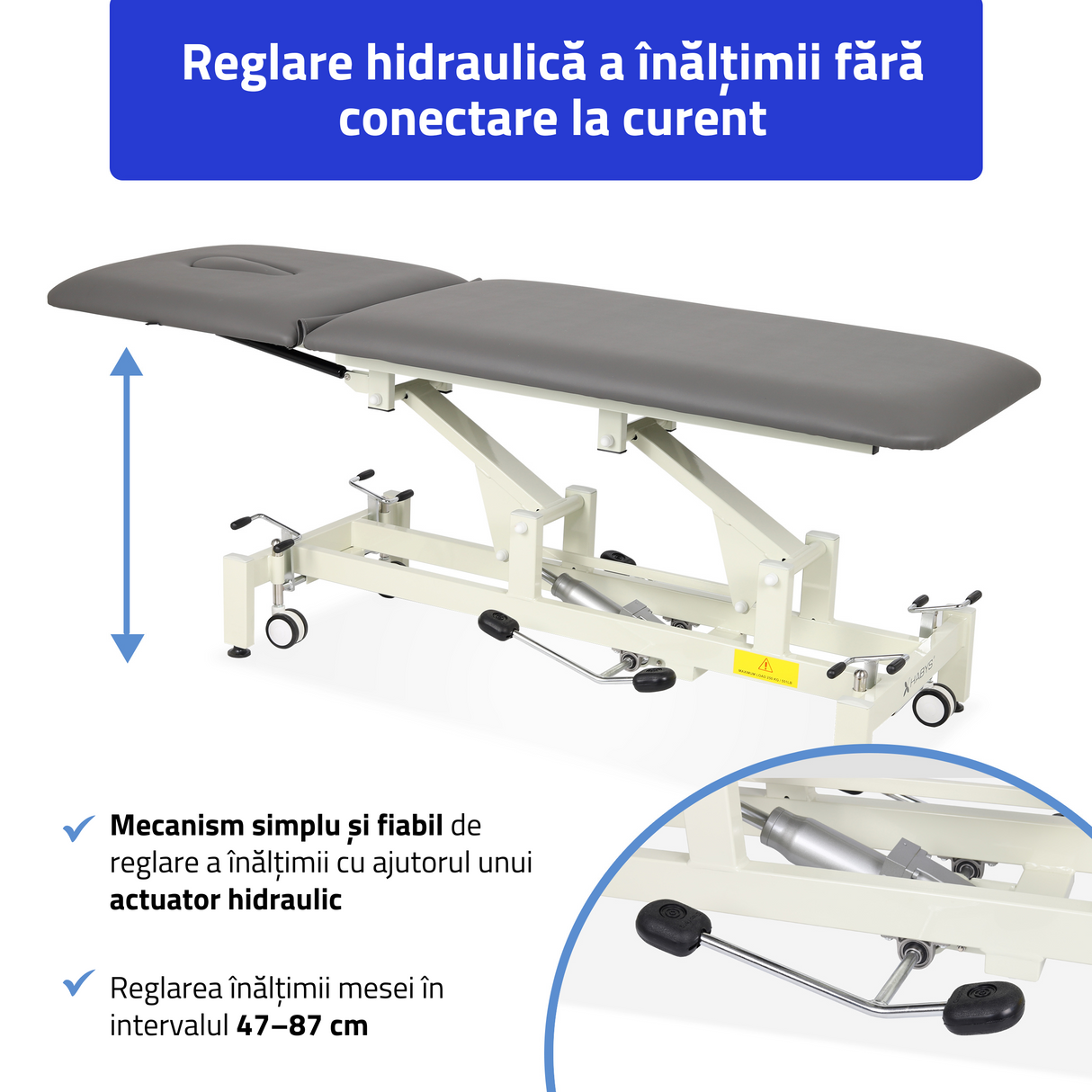 Masă de masaj hidraulică Ultima H2 | Reglare hidraulică a înălțimii