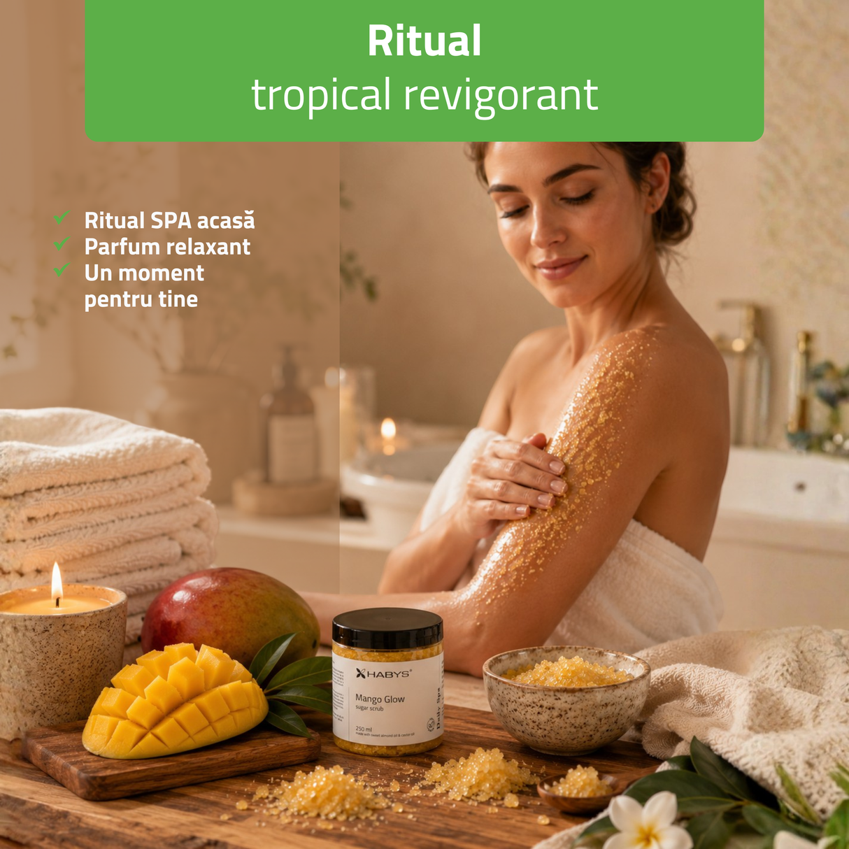 Exfoliant cu zahăr Daily Spa Mango Glow | HABYS | 250 ml