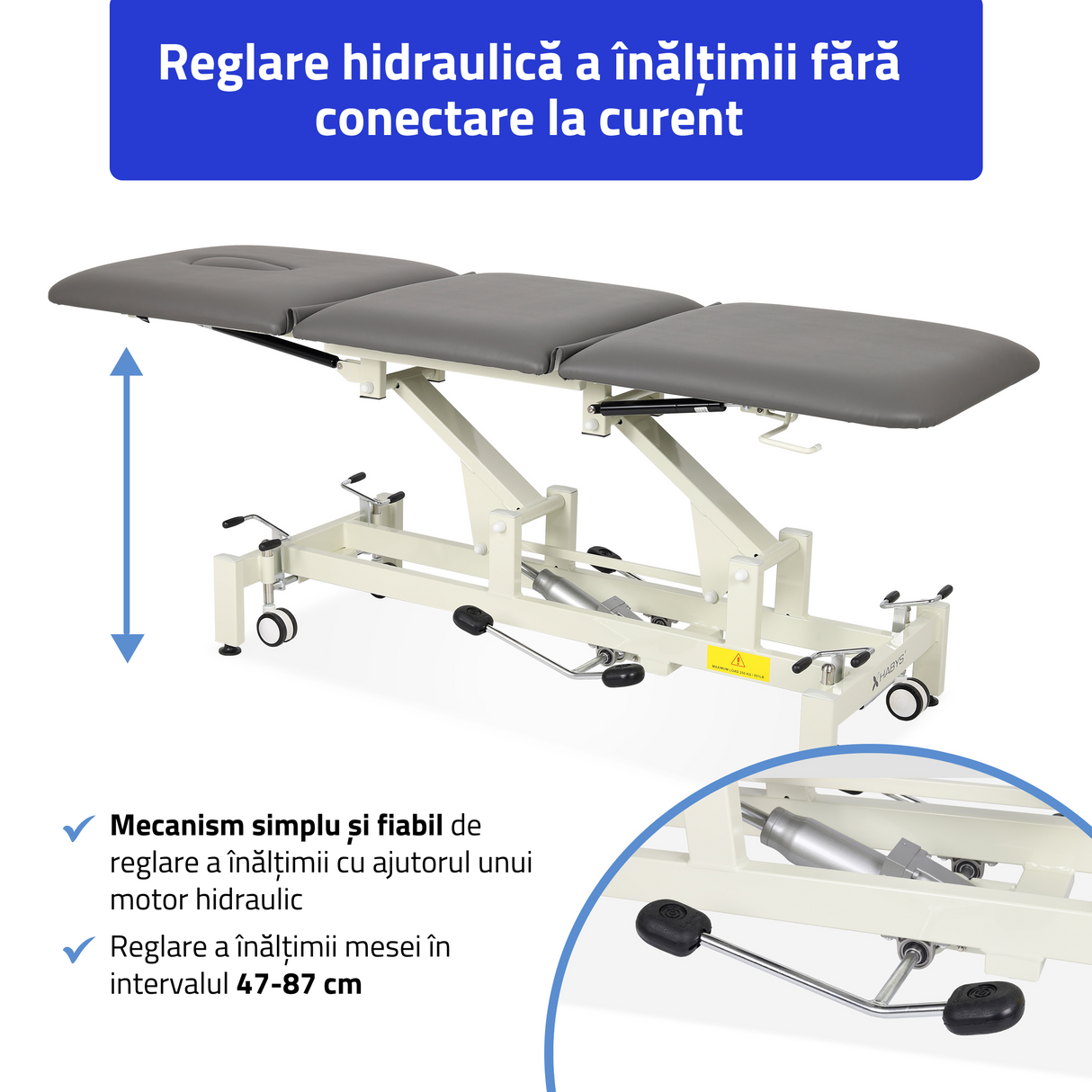 Masă de masaj hidraulică ULTIMA H3 | Reglare hidraulică a înălțimii