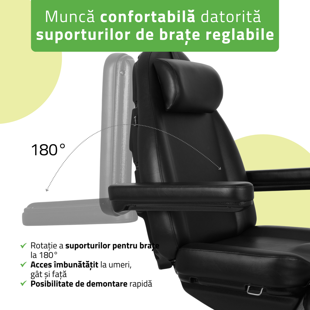 Fotoliu cosmetic, electric Elara PRO 6P | Telecomandă manuală