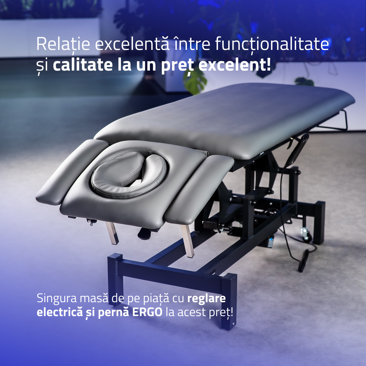 Masă de masaj electrică Fortis 4 Ergo | Pat de masaj electric | 4 segmente | Telecomandă Manuală | 3 ani garanție!