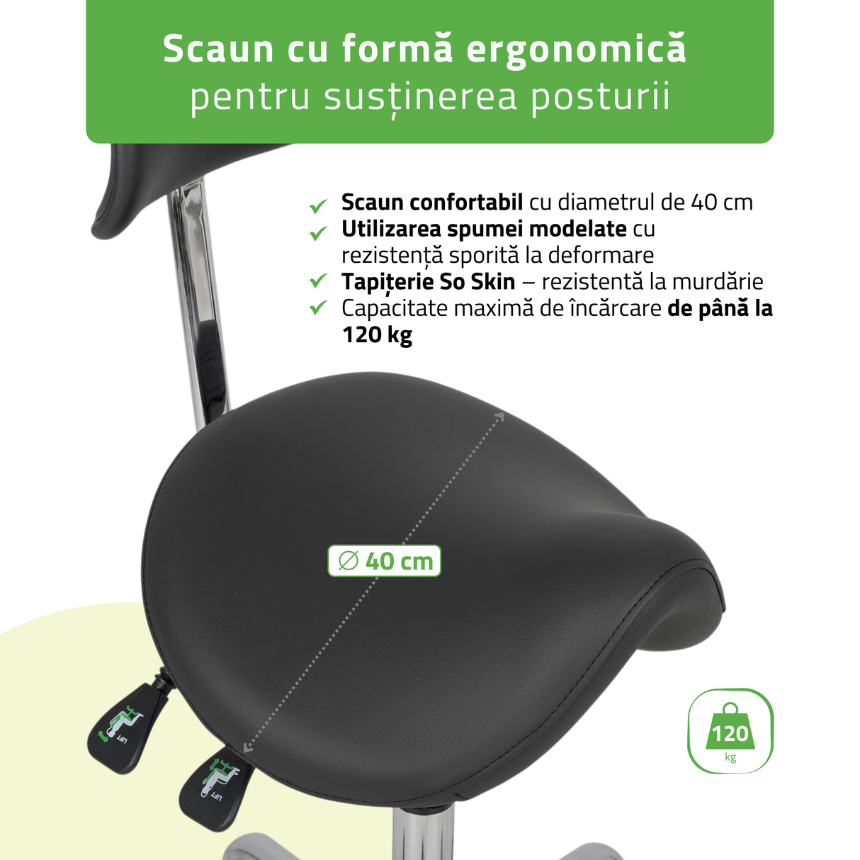 Scaun,Taburet rotativ cu spătar | Diana