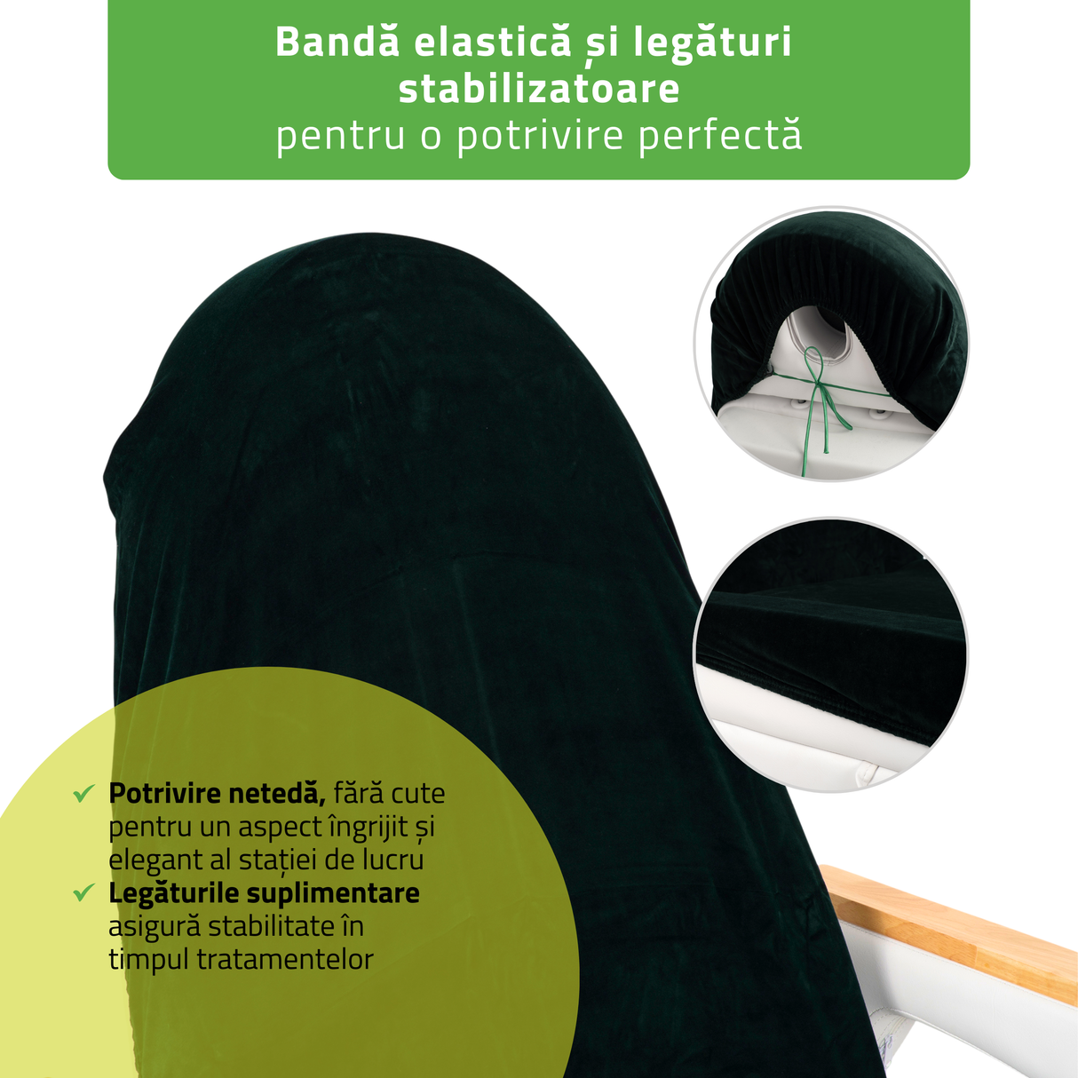 Husă din velur cu elastic și șnururi pentru Fotoliu de cosmetică