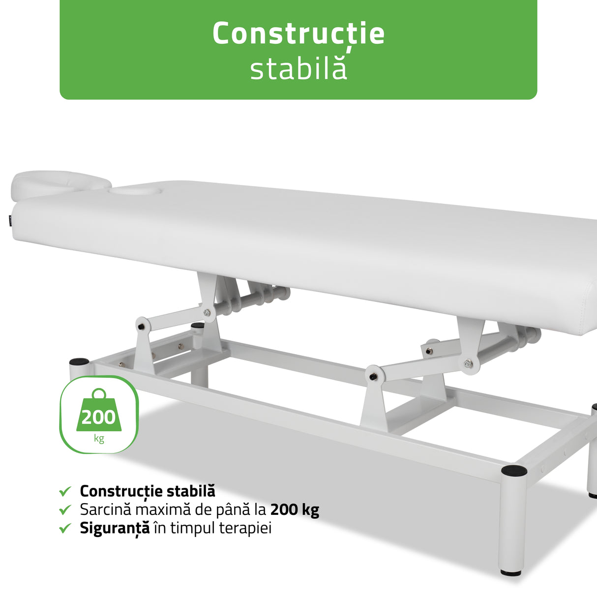 Masă de masaj fixă Vigo 1 | Pat de masaj fix | 1 segmente | Reglare înălțimii manuală prin manivelă | 2 ani garanție!