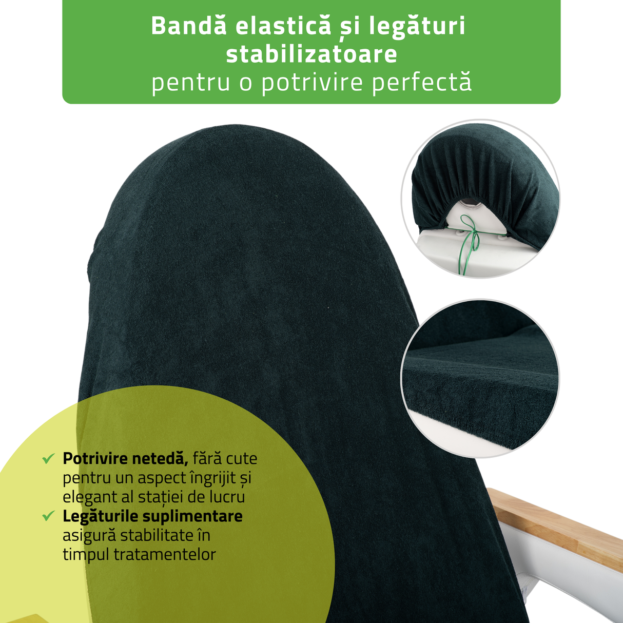 Husă din material frotir cu elastic și șnururi pentru Fotoliu de cosmetică