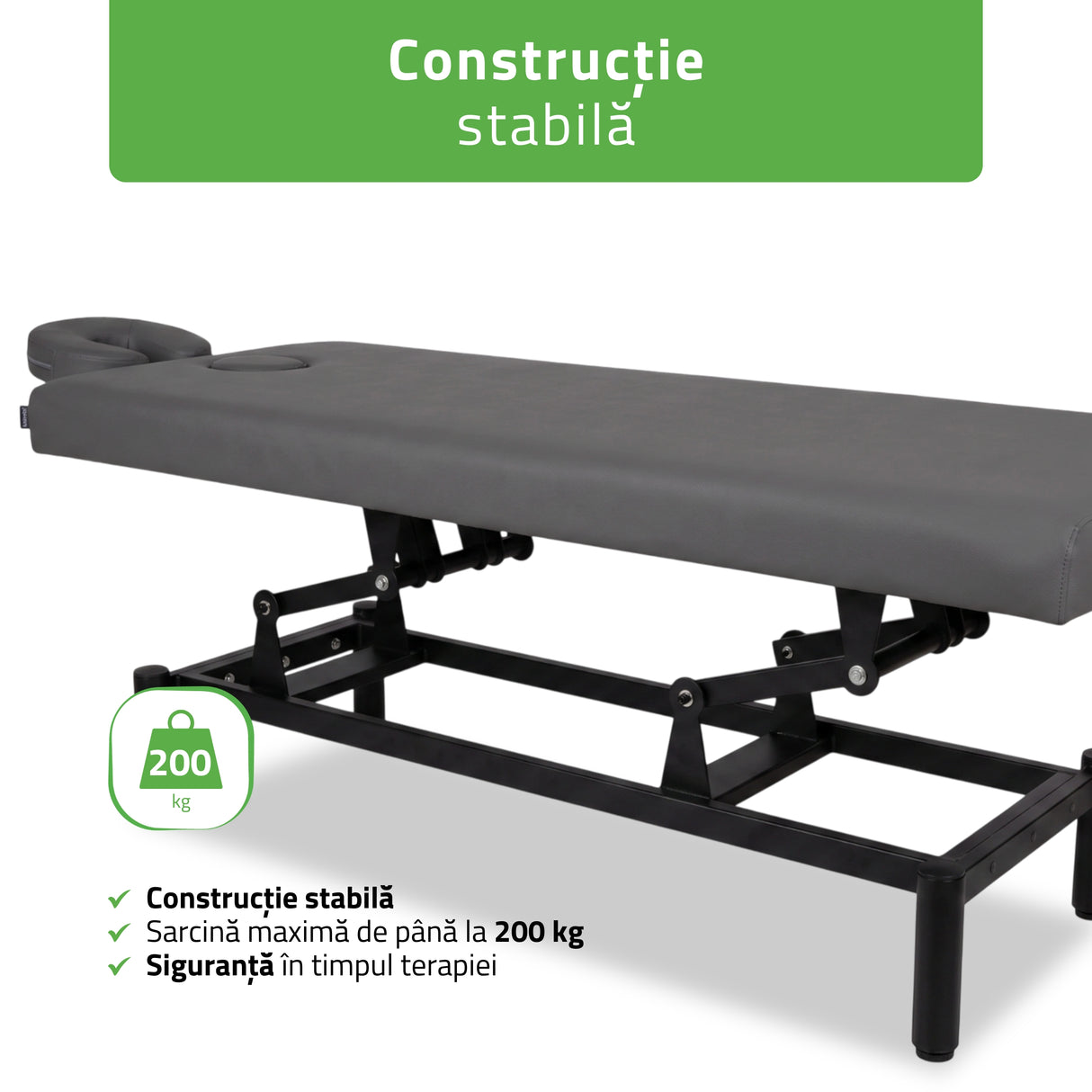 Masă de masaj fixă Vigo 1 | Pat de masaj fix | 1 segmente | Reglare înălțimii manuală prin manivelă | 2 ani garanție!
