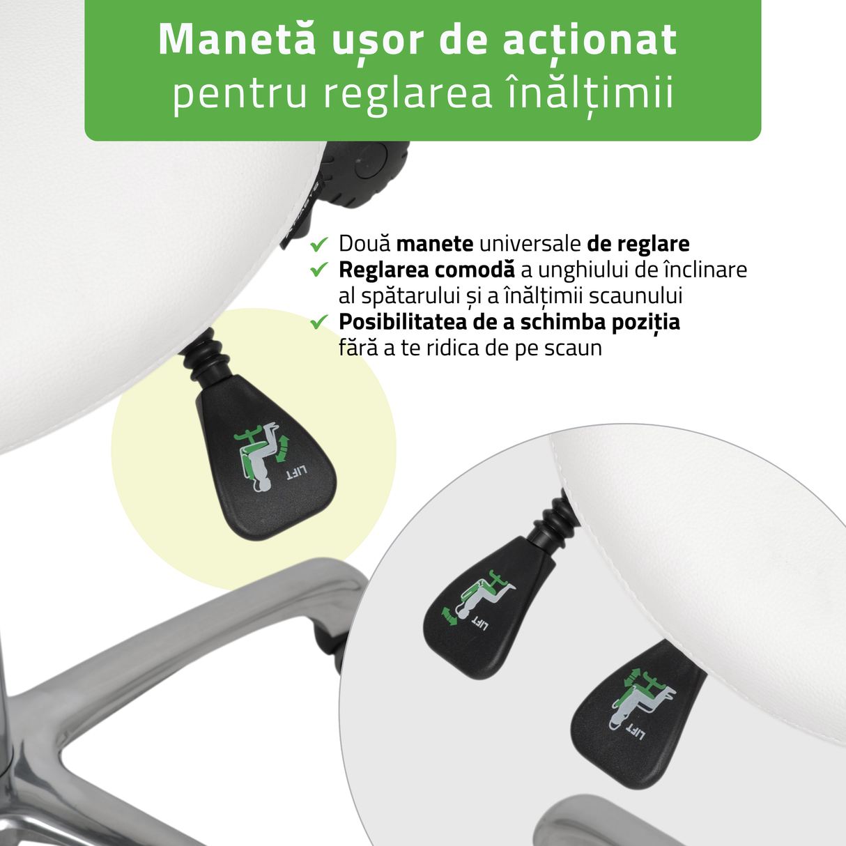 Scaun,Taburet rotativ cu spătar | Diana