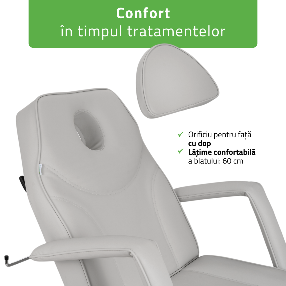 Fotoliu cosmetic electric | LARIS | Scaun cosmetic cu reglare a înălțimi electrică | 1 motor | Telecomandă Manuală | 3 ani garanție!