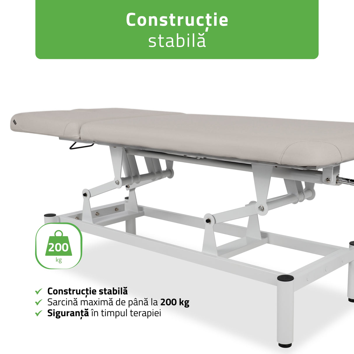 Masă de masaj fixă Vigo 2 | Pat de masaj fix | 2 segmente | Reglare înălțimii manuală prin manivelă | 2 ani garanție!