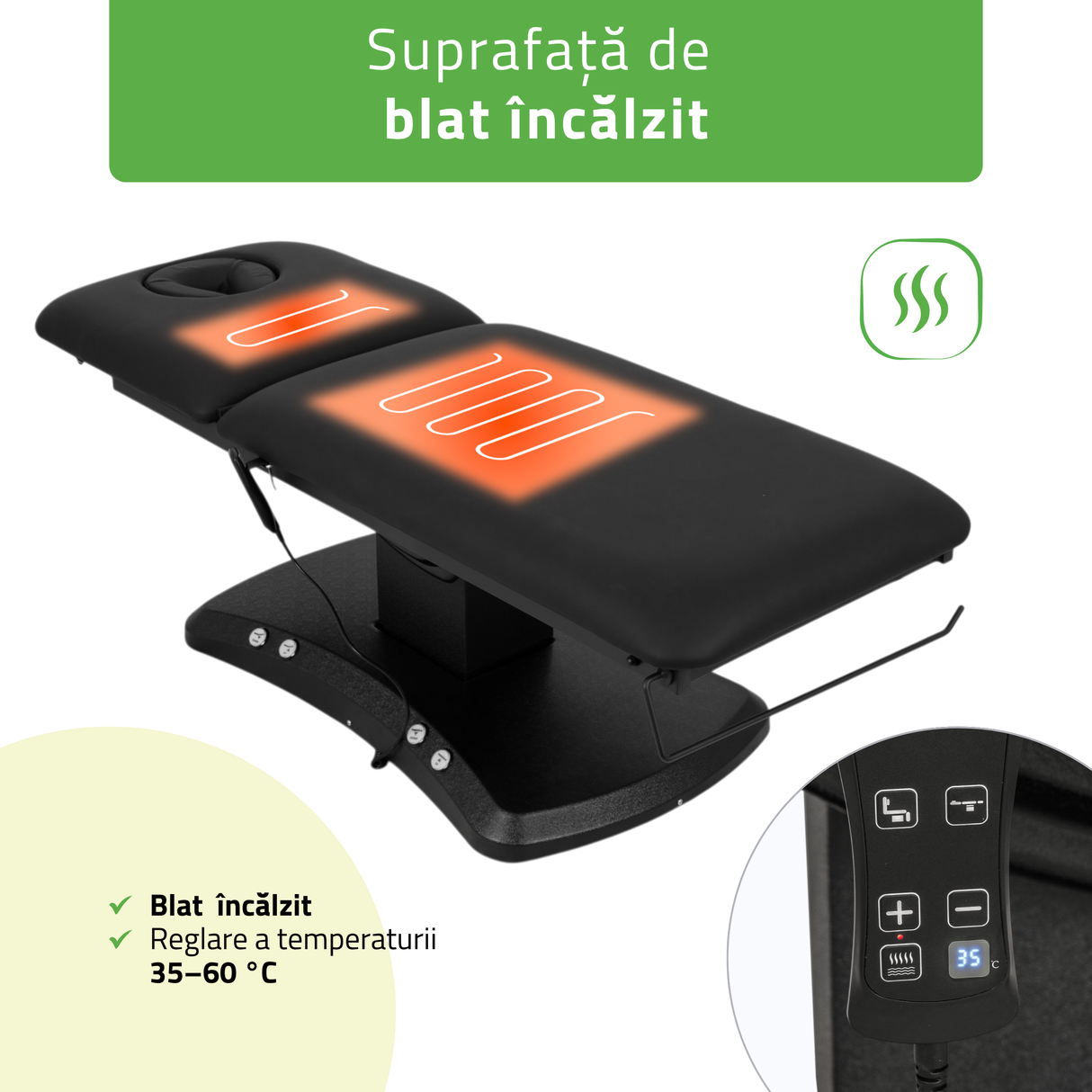 Pat cosmetic electric încălzit | Estella ERGO 2 | Telecomandă Manuală | 3 ani garanție!