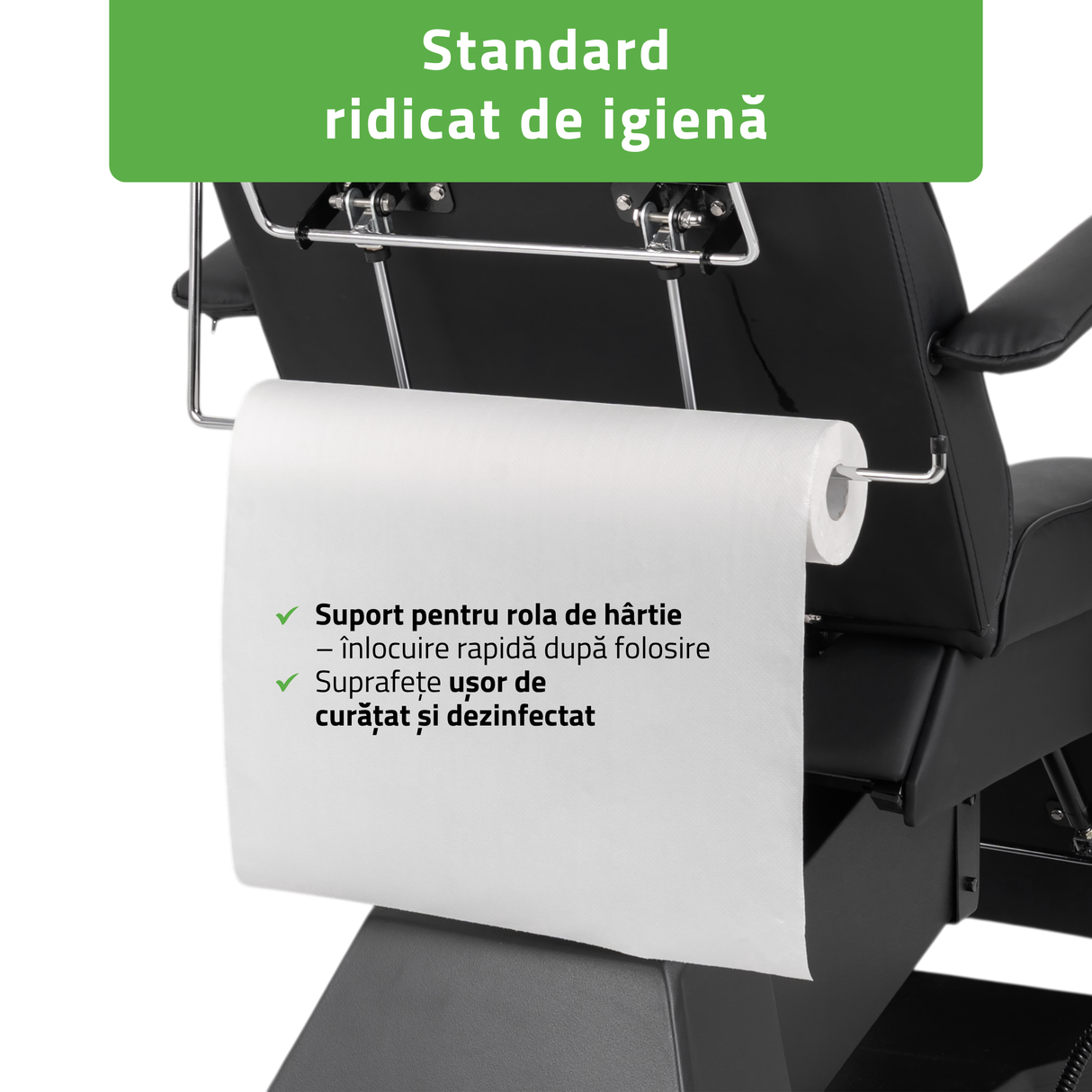 Fotoliu cosmetic electric | LARIS | Scaun cosmetic cu reglare a înălțimi electrică | 1 motor | Telecomandă Manuală | 3 ani garanție!