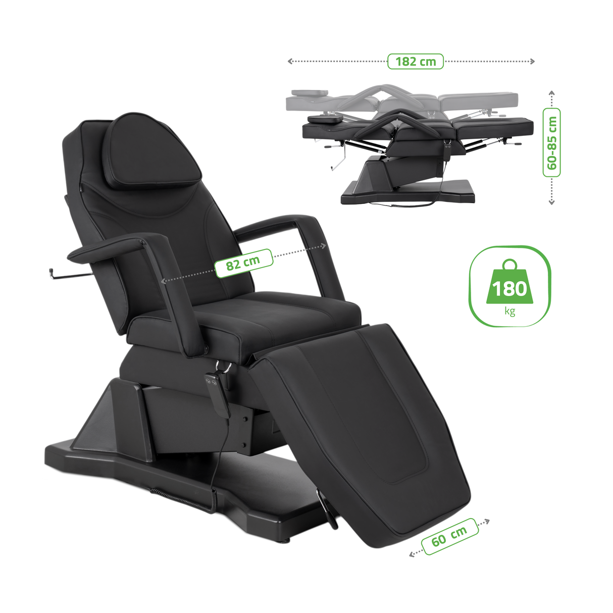 Fotoliu cosmetic electric | LARIS | Scaun cosmetic cu reglare a înălțimi electrică | 1 motor | Telecomandă Manuală | 3 ani garanție!