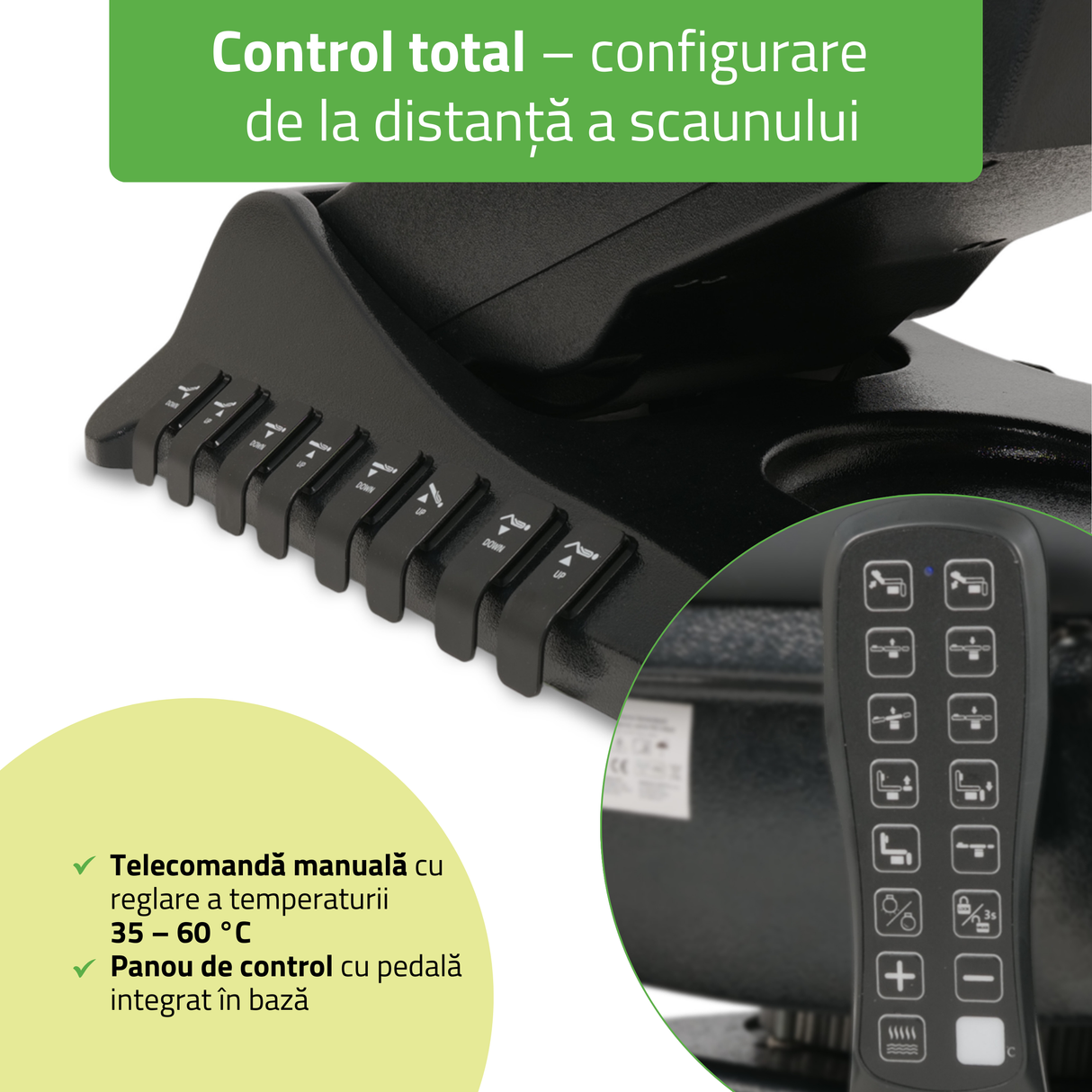 Pat cosmetic electric | Luxoria PRO 5 | Scaun cosmetic cu reglare electrică | Panou Control | Telecomandă Manuală | 3 ani garanție!