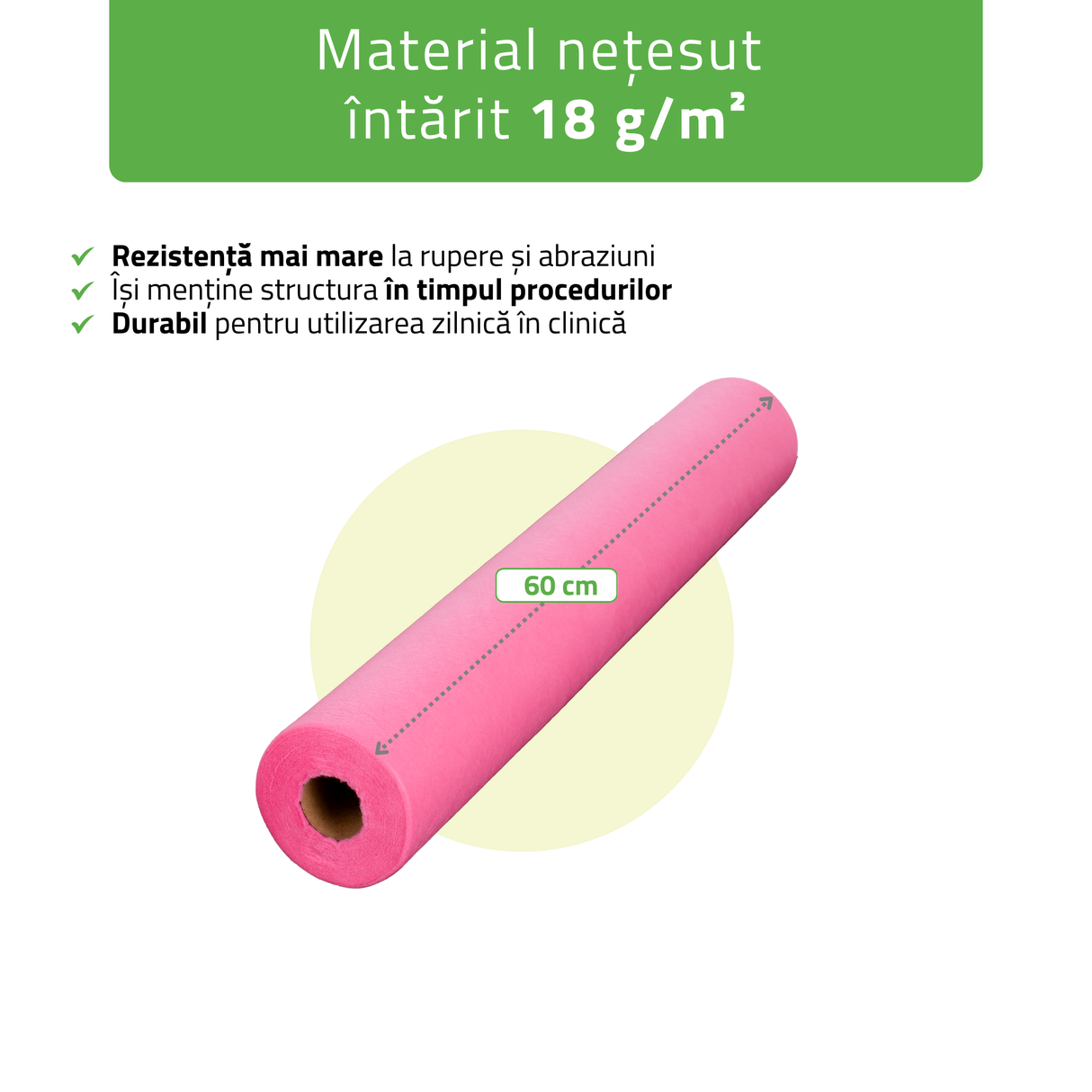 Rolă de protecție igenică de unică folosință din material nețesut | Roz