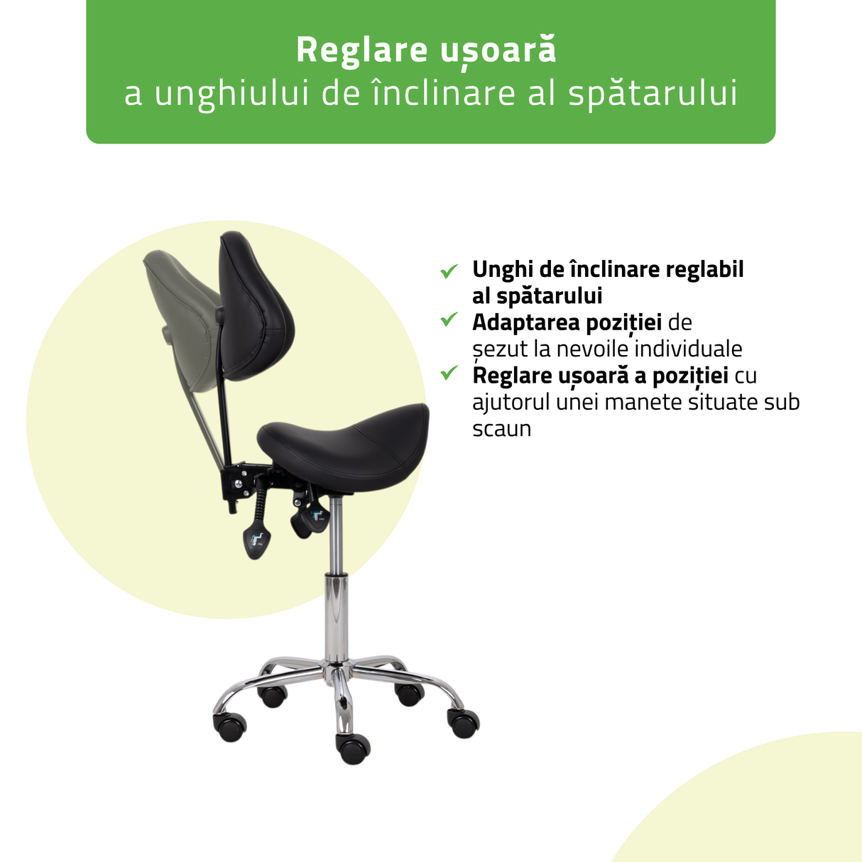Scaun,Taburet rotativ cu spătar | Sola