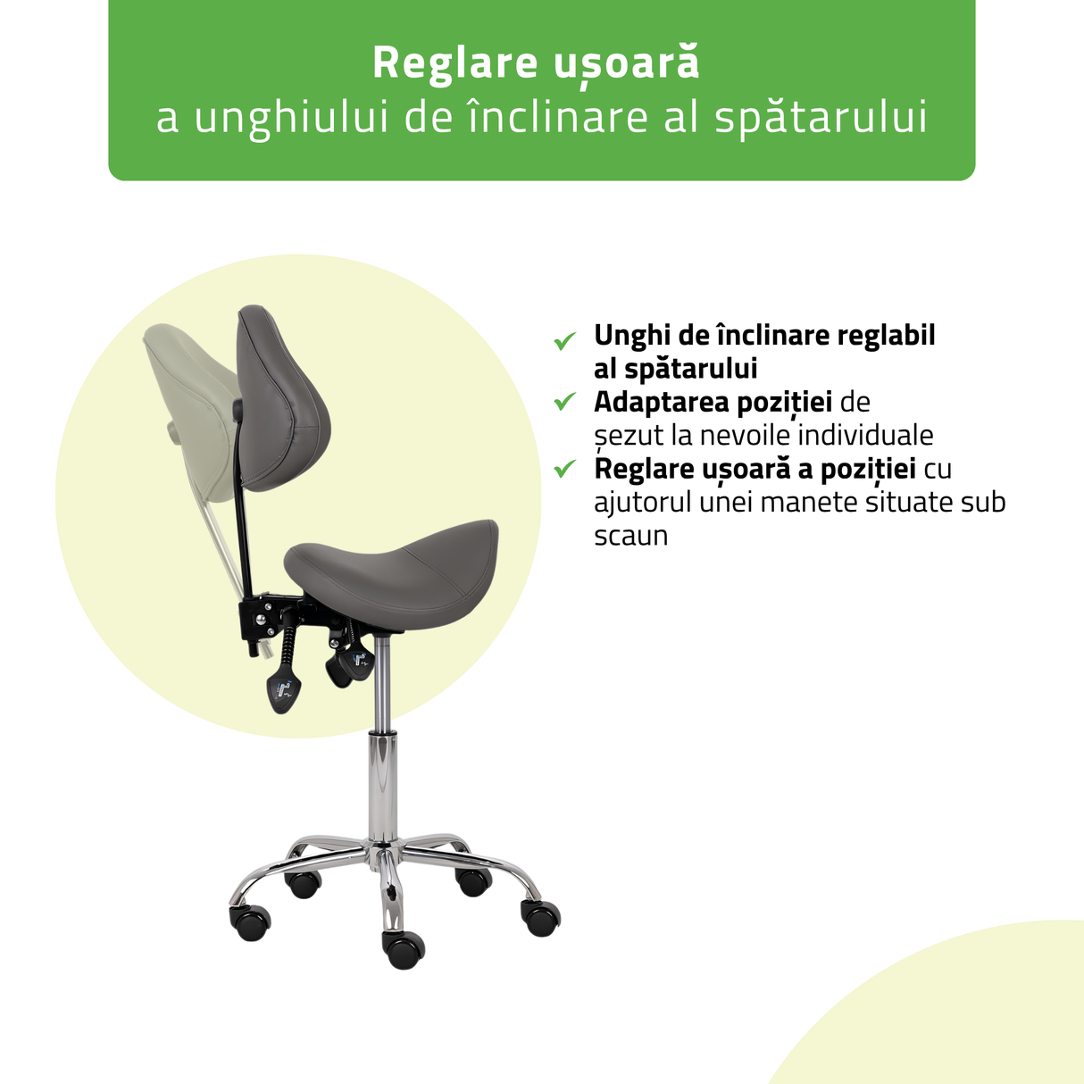 Scaun,Taburet rotativ cu spătar | Sola