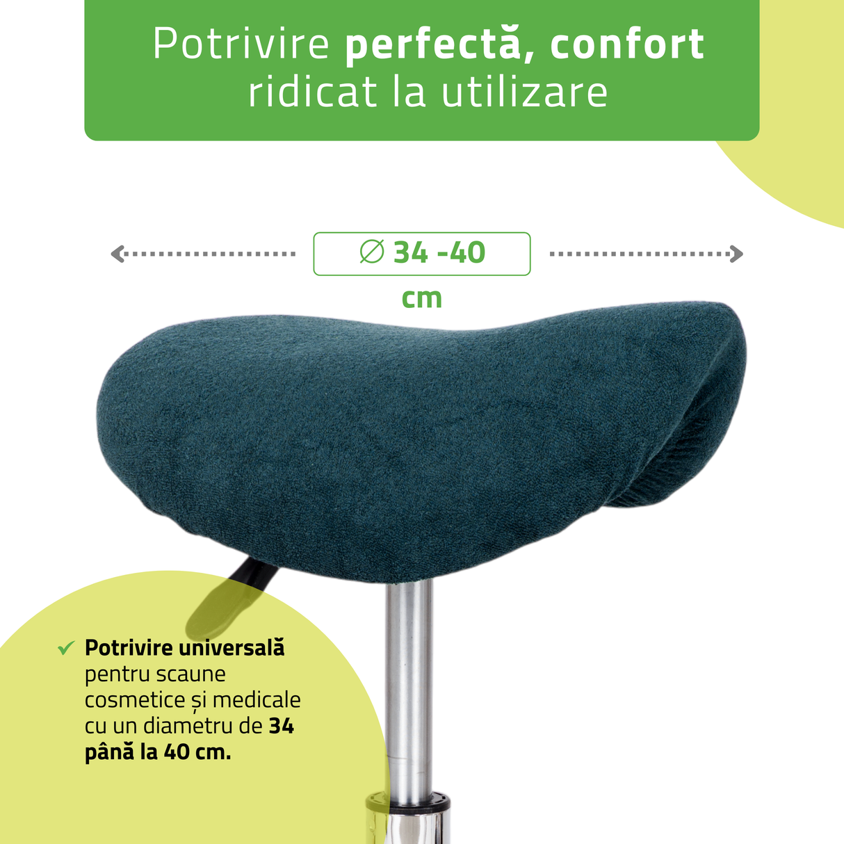 Husă din material frotir pentru Taburet | Sacaun cu roți | Diametru 34-40 cm