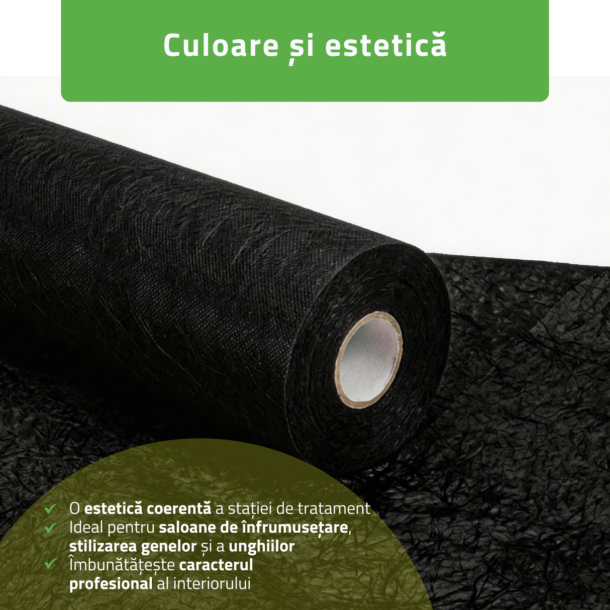 Rolă de protecție igenică de unică folosință din material nețesut | Negru